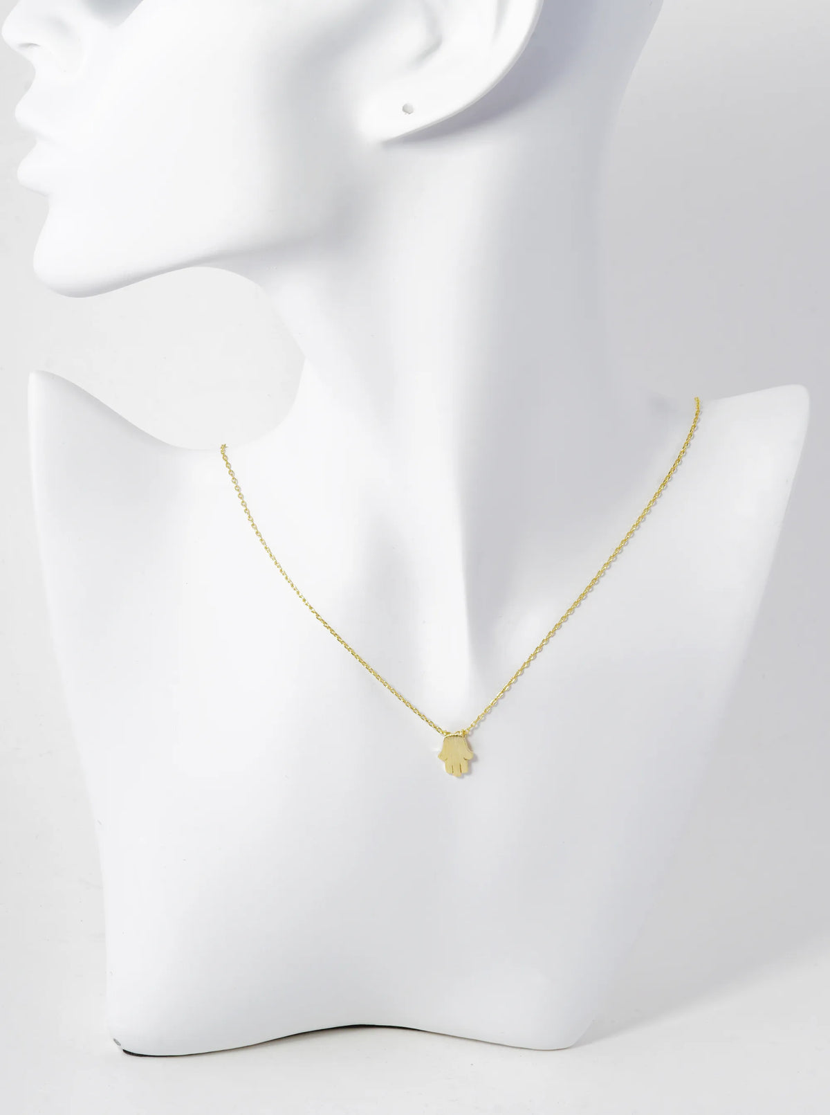 18K Gold Dipped Brushed Brass Hamsa Pendant Necklace