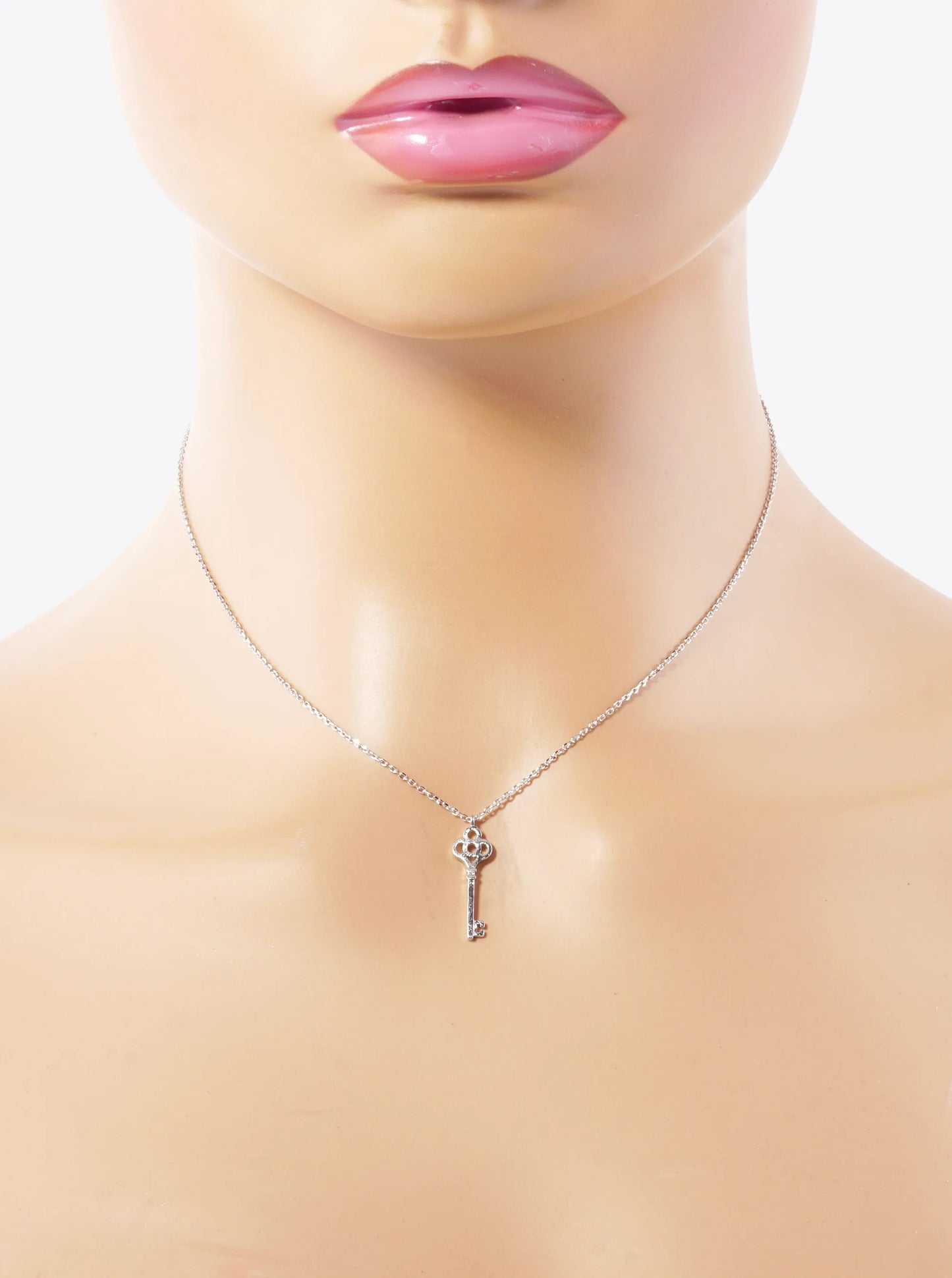 18K Gold Dipped Brushed Brass Key Pendant Necklace