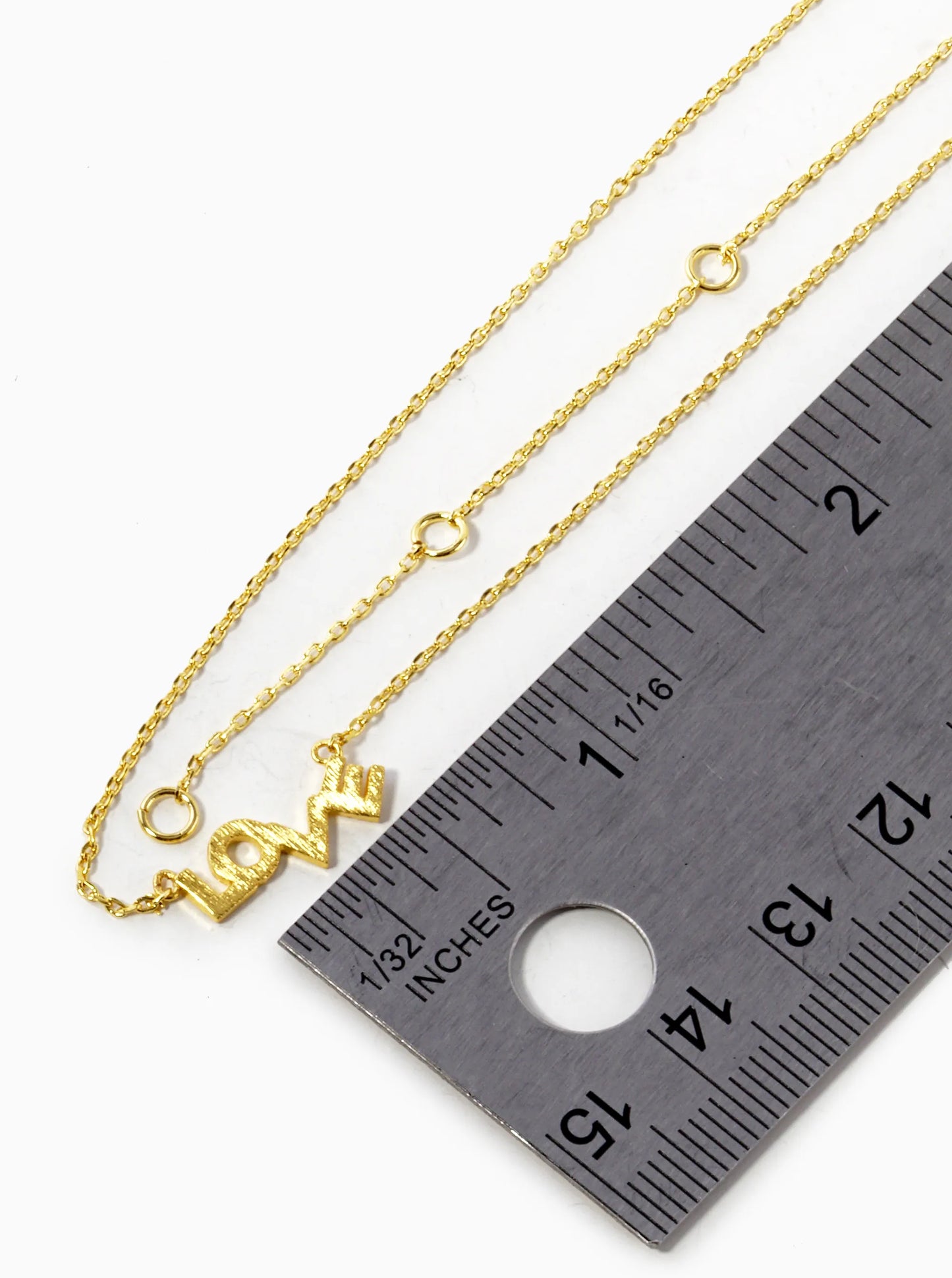 18K Gold Dipped Brushed Brass Love Pendant Necklace