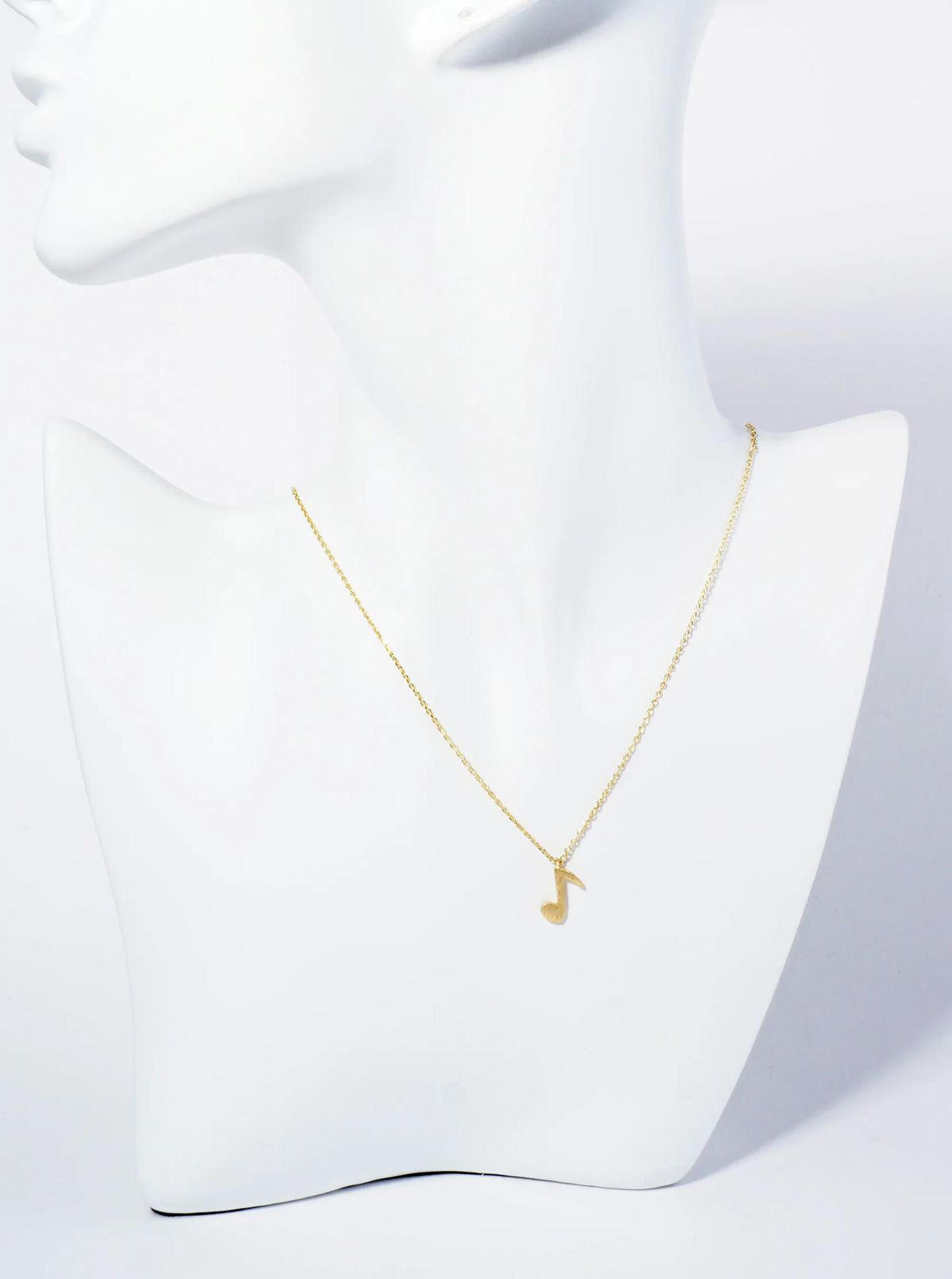 18K Gold Dipped Brushed Brass Musical Note Pendant Necklace