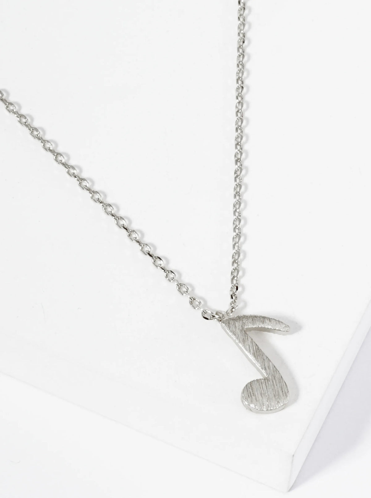 18K Gold Dipped Brushed Brass Musical Note Pendant Necklace