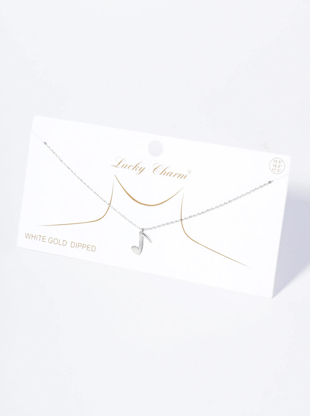 18K Gold Dipped Brushed Brass Musical Note Pendant Necklace