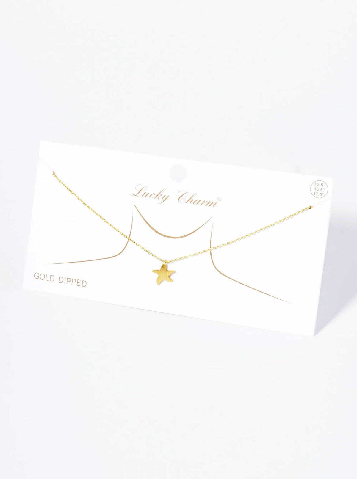 18K Gold Dipped Brushed Brass Starfish Sea Star Pendant Necklace