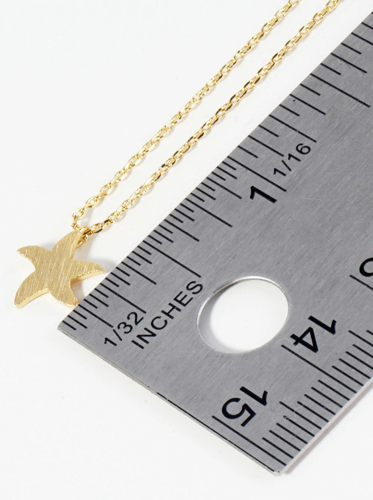 18K Gold Dipped Brushed Brass Starfish Sea Star Pendant Necklace