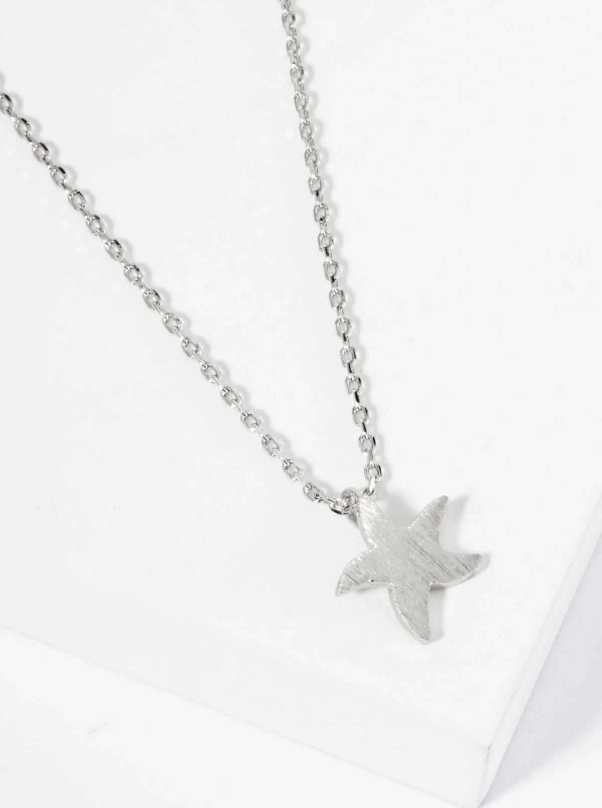 18K Gold Dipped Brushed Brass Starfish Sea Star Pendant Necklace