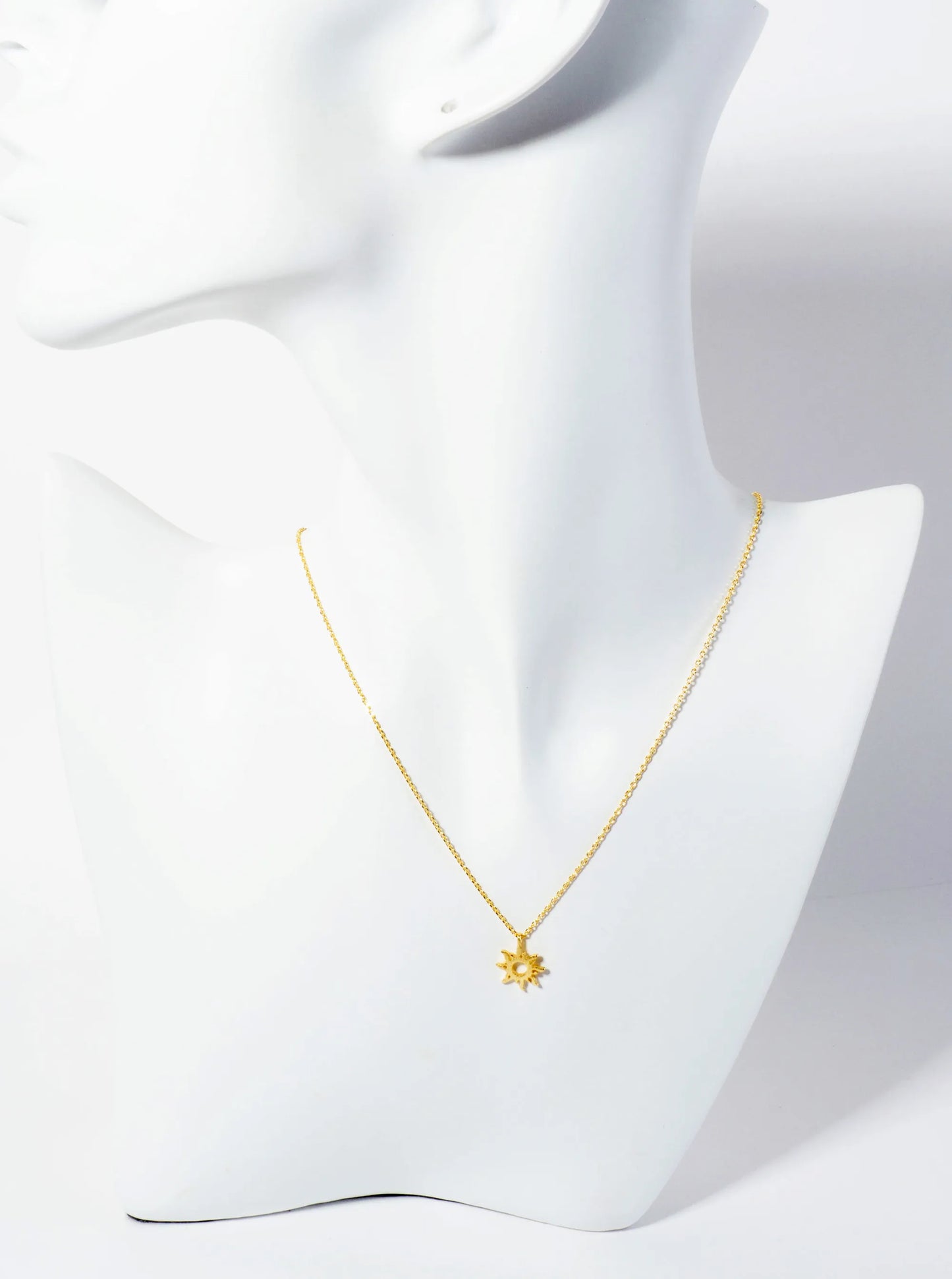 18K Gold Dipped Brushed Brass Sun Pendant Necklace