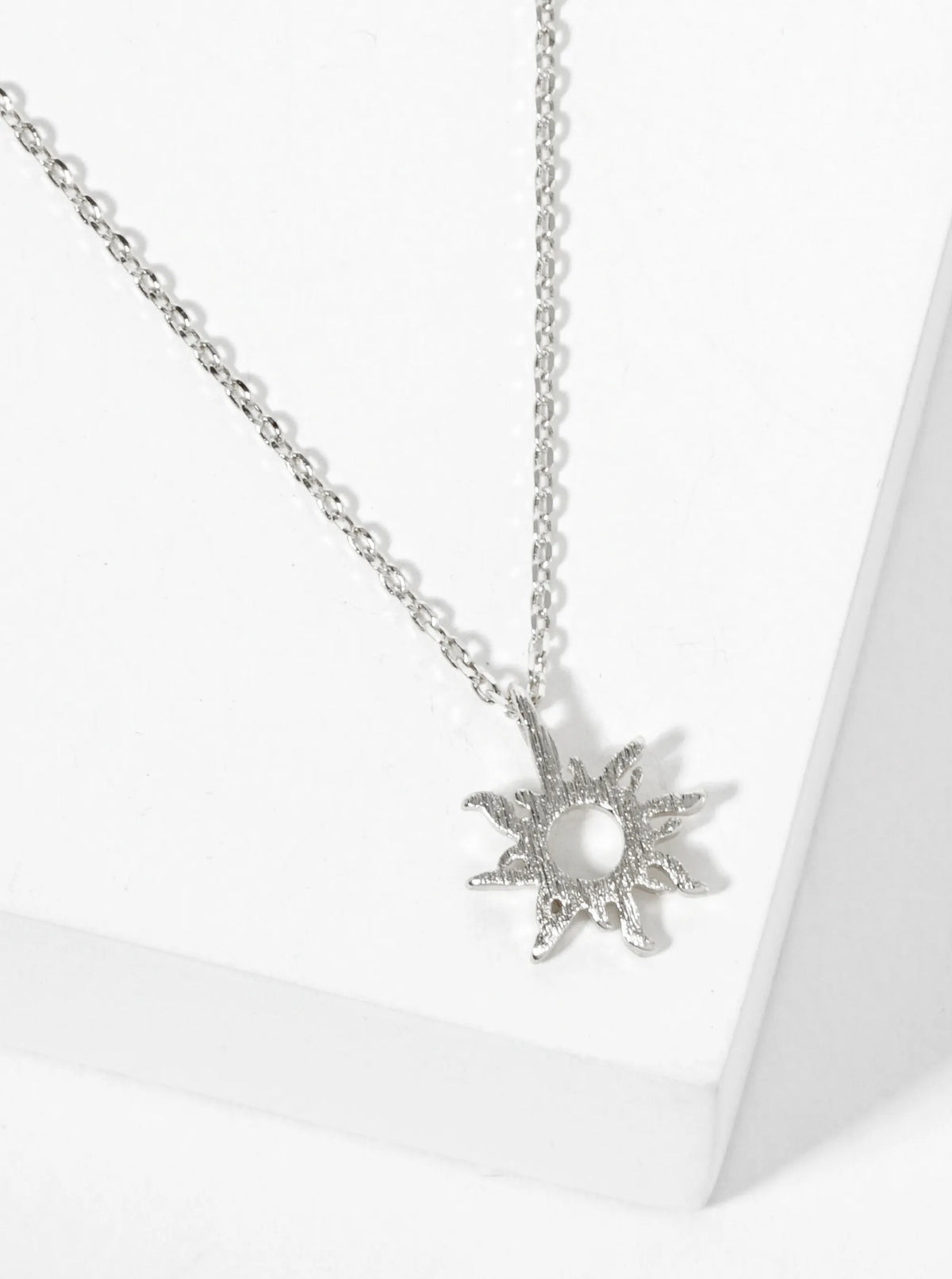 18K Gold Dipped Brushed Brass Sun Pendant Necklace