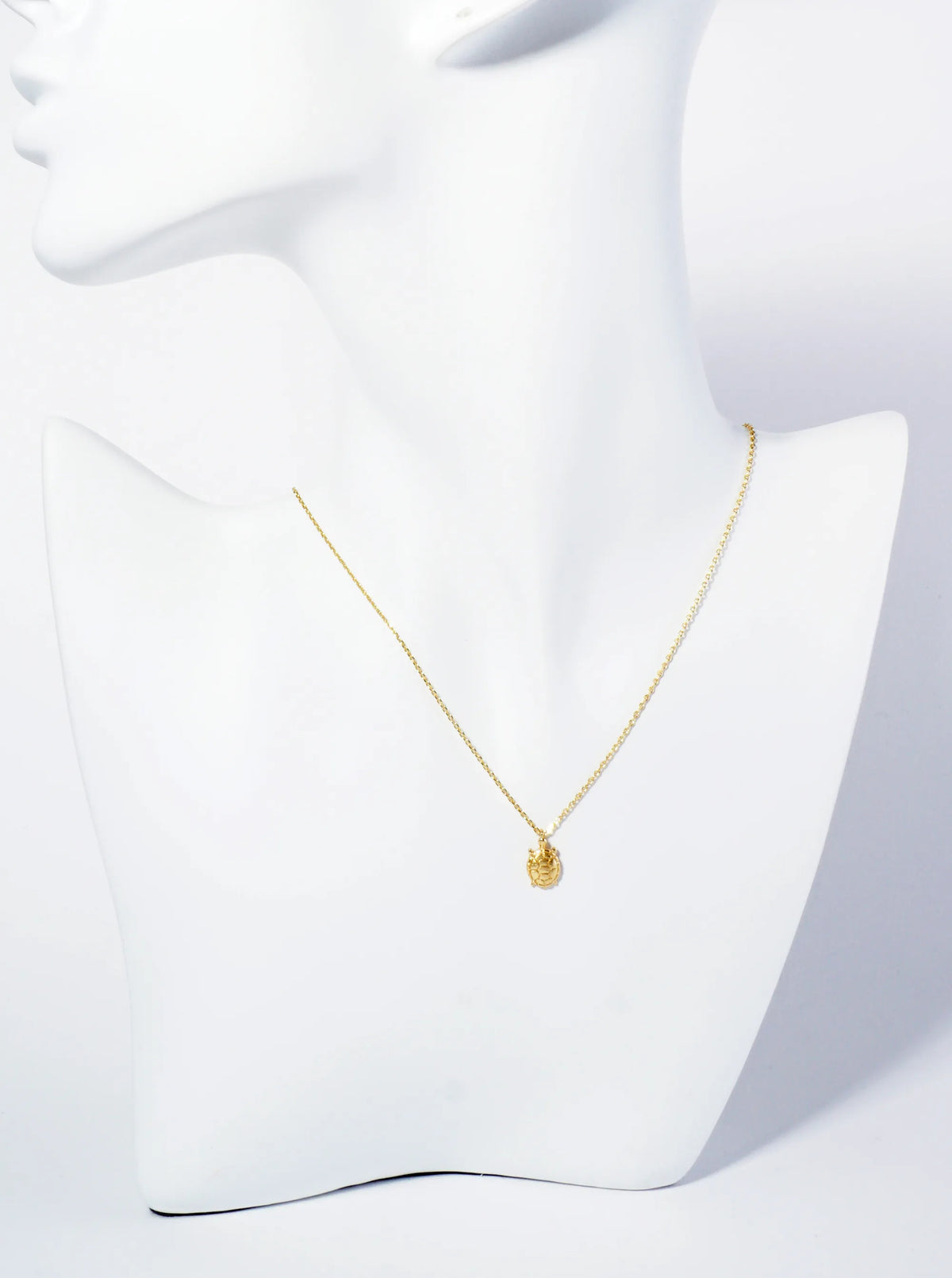 18K Gold Dipped Brushed Brass Turtle Pendant Necklace