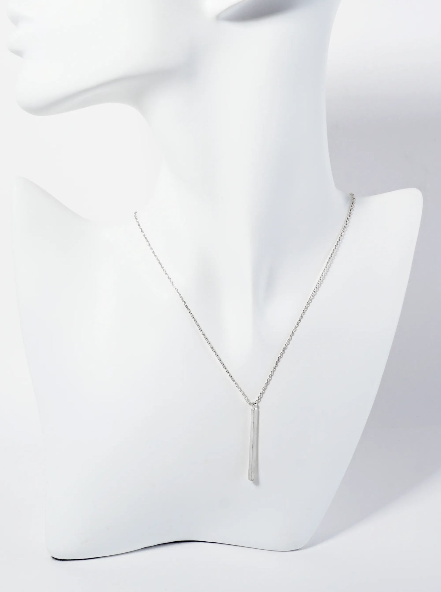 18K Gold Dipped Brushed Brass Vertical Bar Pendant Necklace