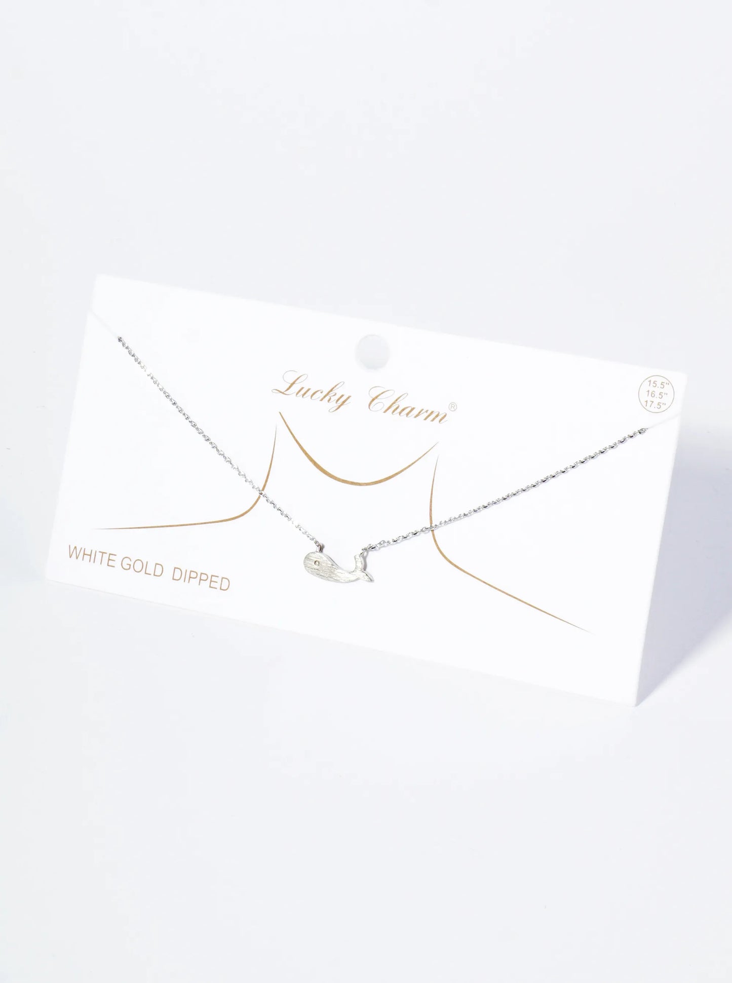 18K Gold Dipped Brushed Brass Whale Pendant Necklace