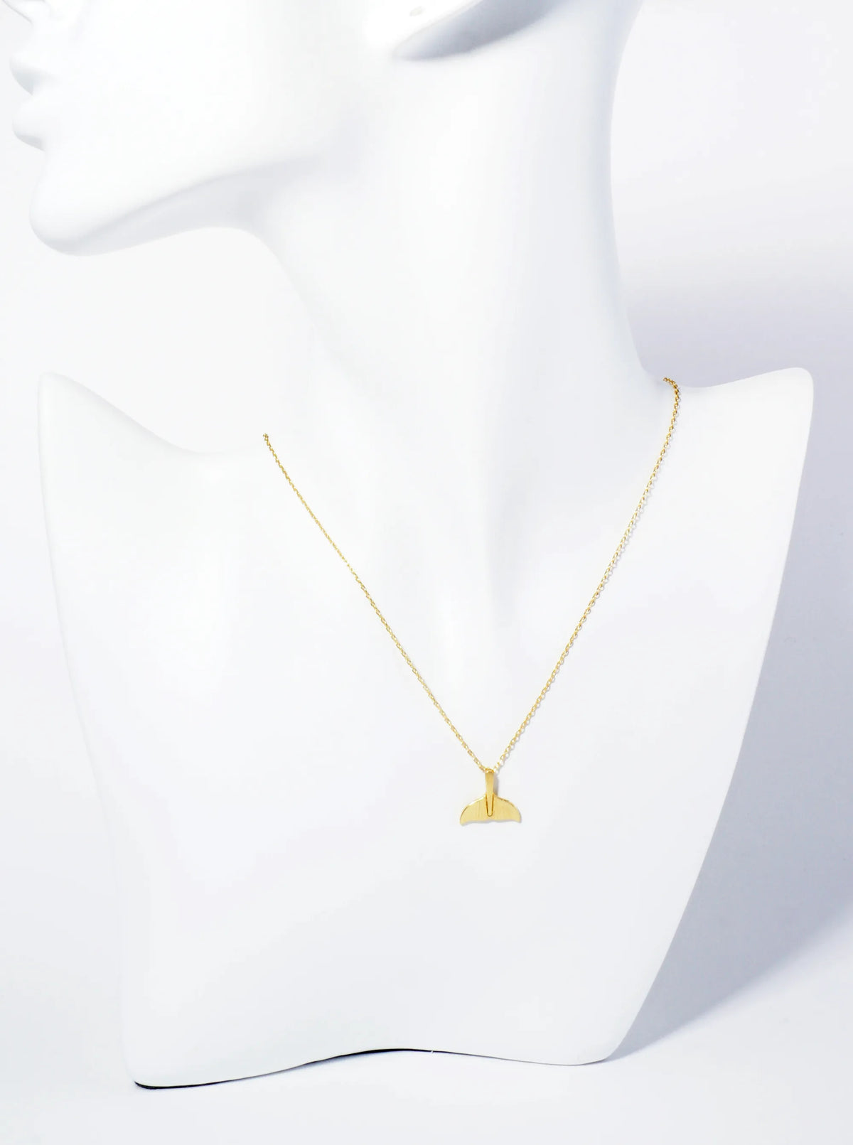 18K Gold Dipped Brushed Brass Whale Tail Pendant Necklace