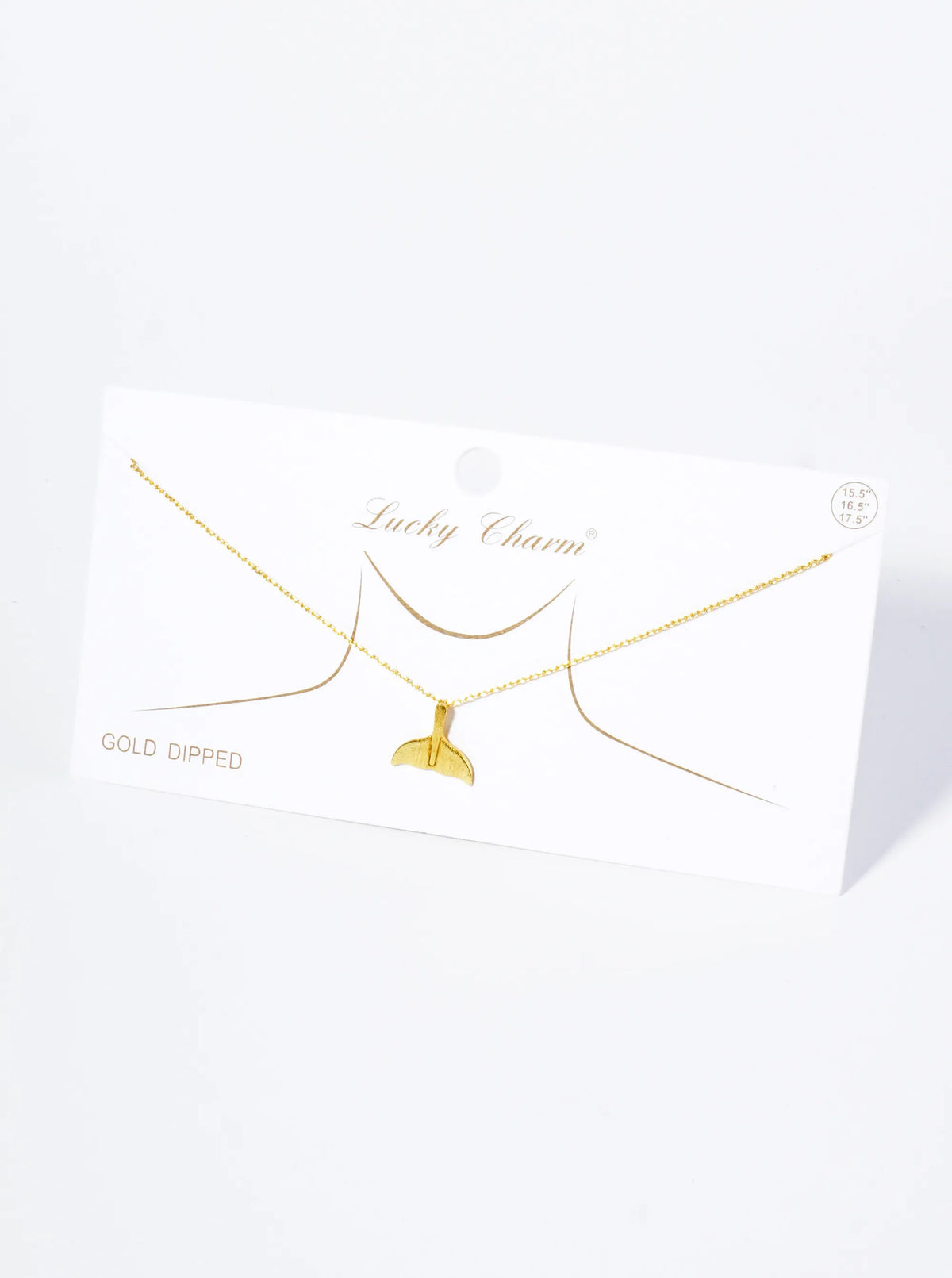 18K Gold Dipped Brushed Brass Whale Tail Pendant Necklace