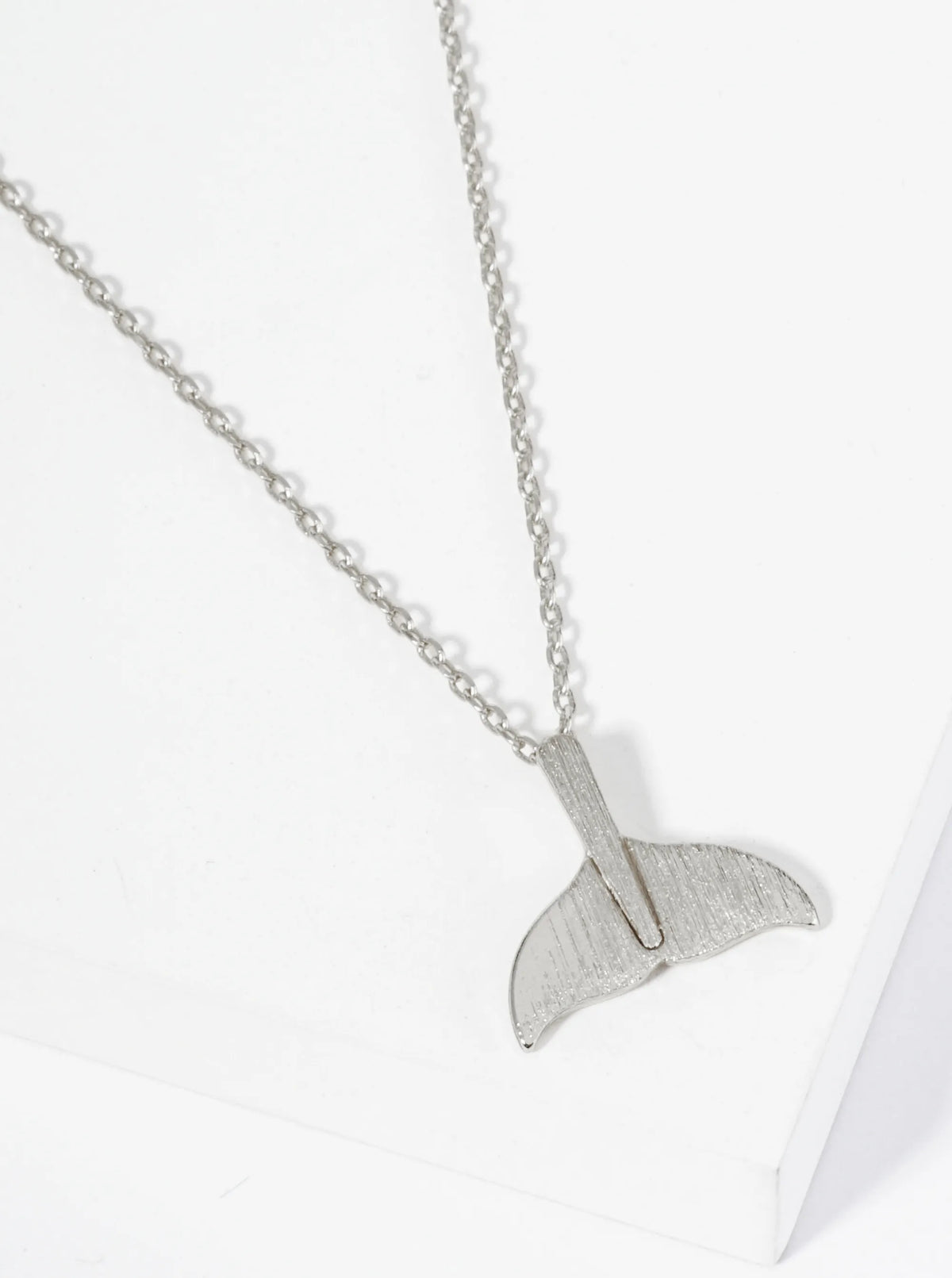 18K Gold Dipped Brushed Brass Whale Tail Pendant Necklace