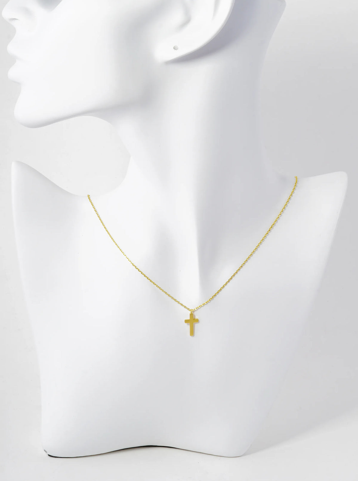 18K Gold Dipped Brushed Cross Pendant Necklace
