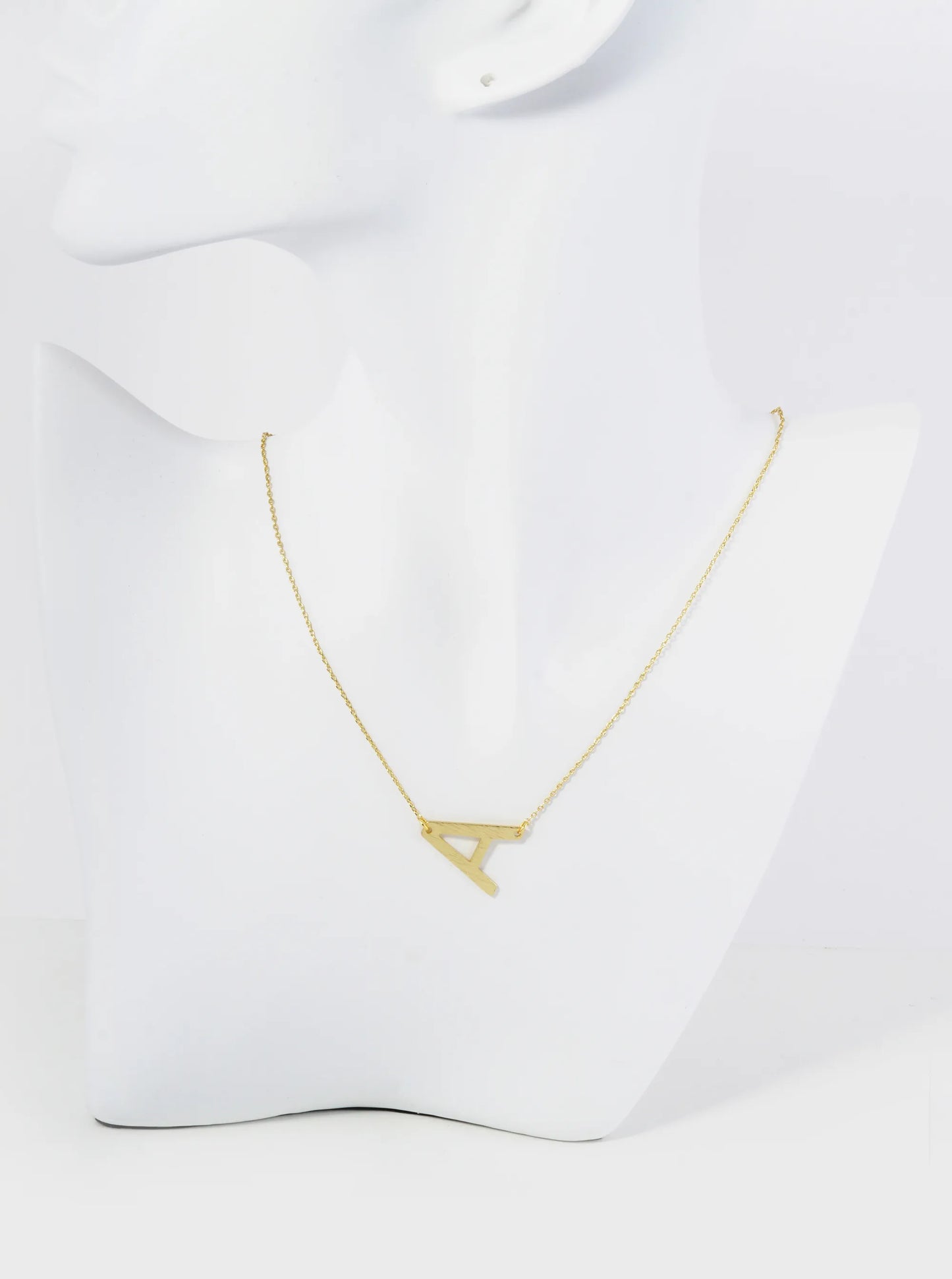 18K Gold Dipped Brushed Metal Initial Alphabet Letter Pendant Necklace