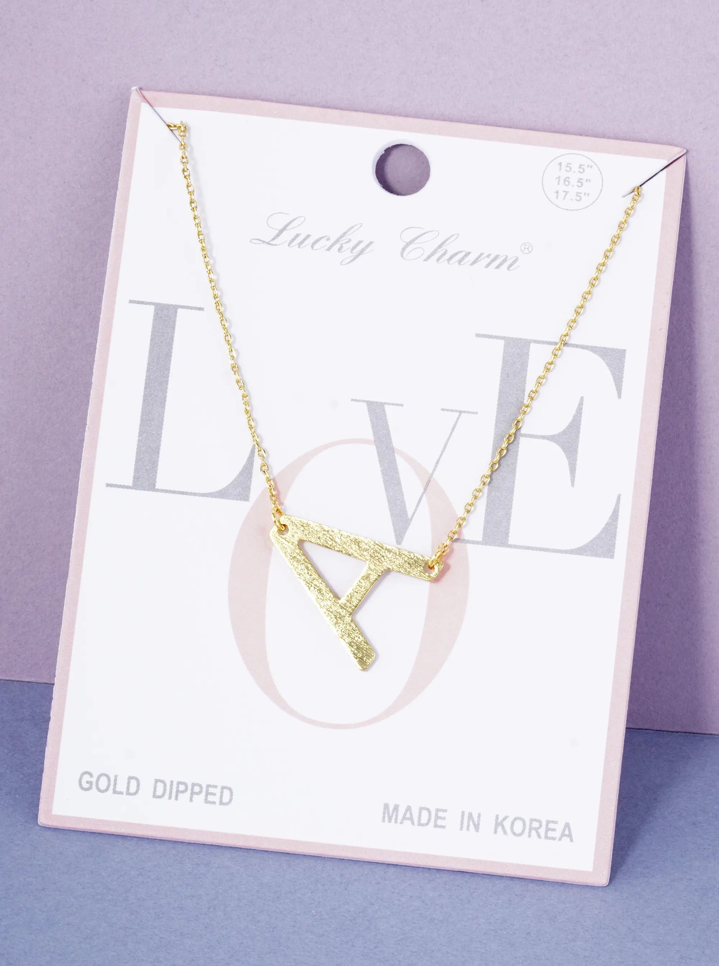 18K Gold Dipped Brushed Metal Initial Alphabet Letter Pendant Necklace