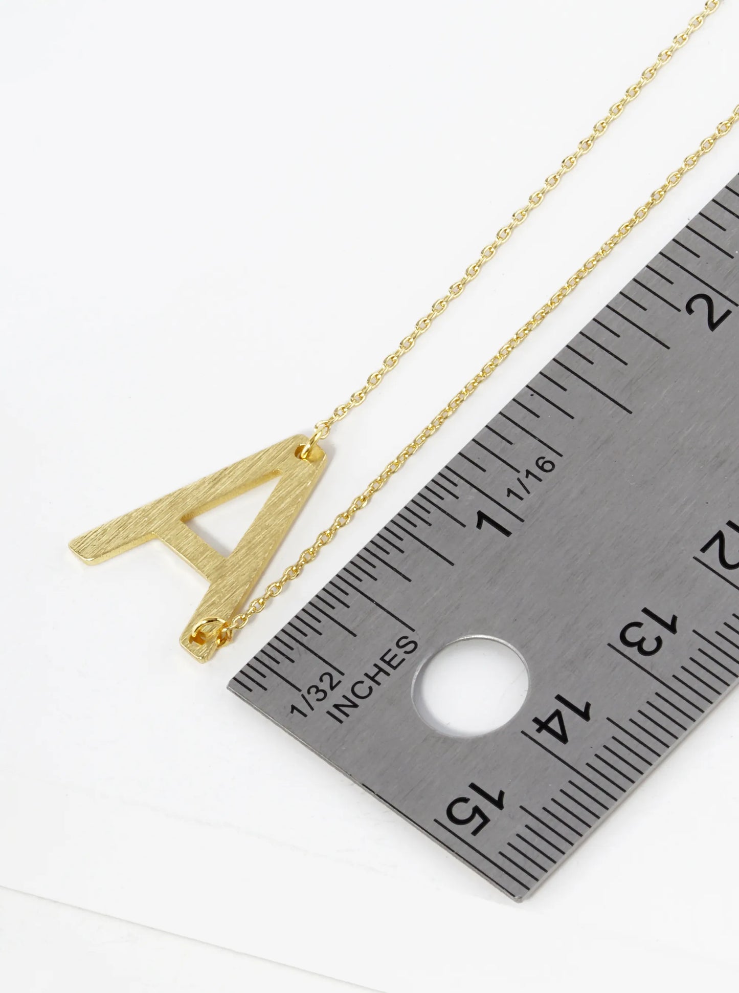 18K Gold Dipped Brushed Metal Initial Alphabet Letter Pendant Necklace