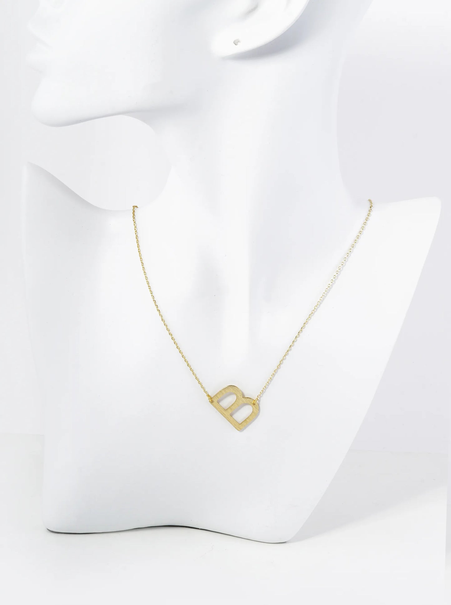 18K Gold Dipped Brushed Metal Initial Alphabet Letter Pendant Necklace