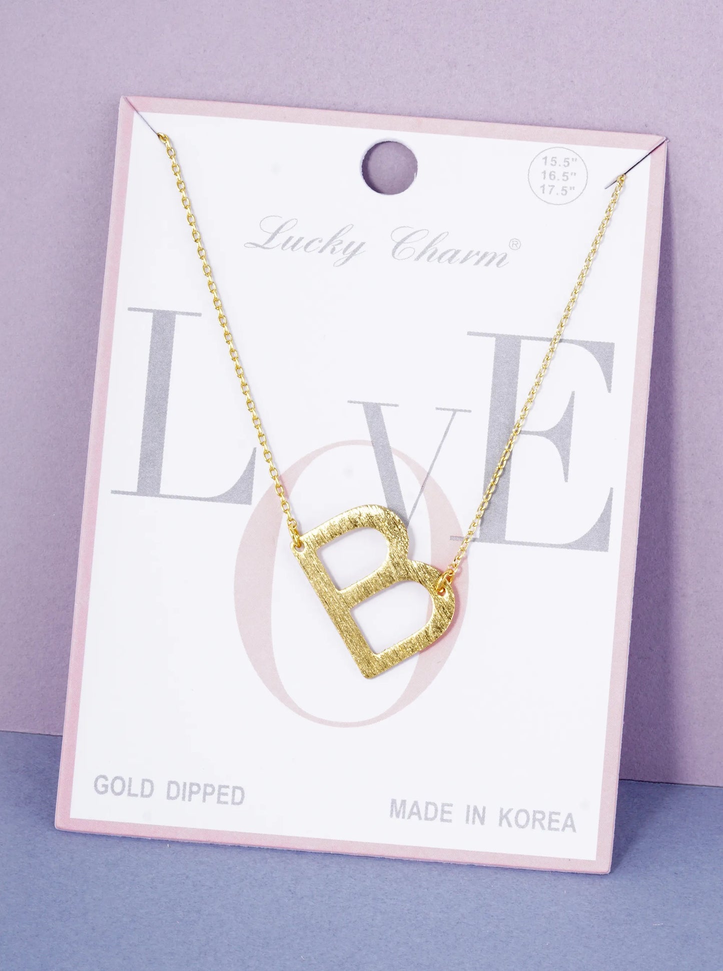 18K Gold Dipped Brushed Metal Initial Alphabet Letter Pendant Necklace