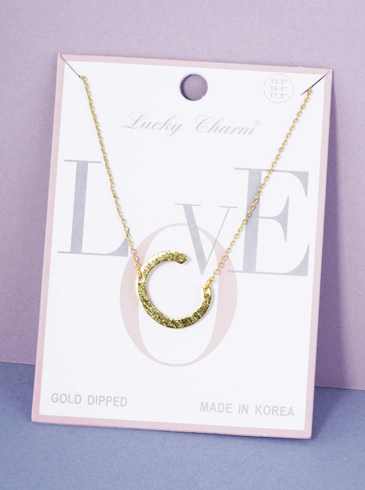 18K Gold Dipped Brushed Metal Initial Alphabet Letter Pendant Necklace