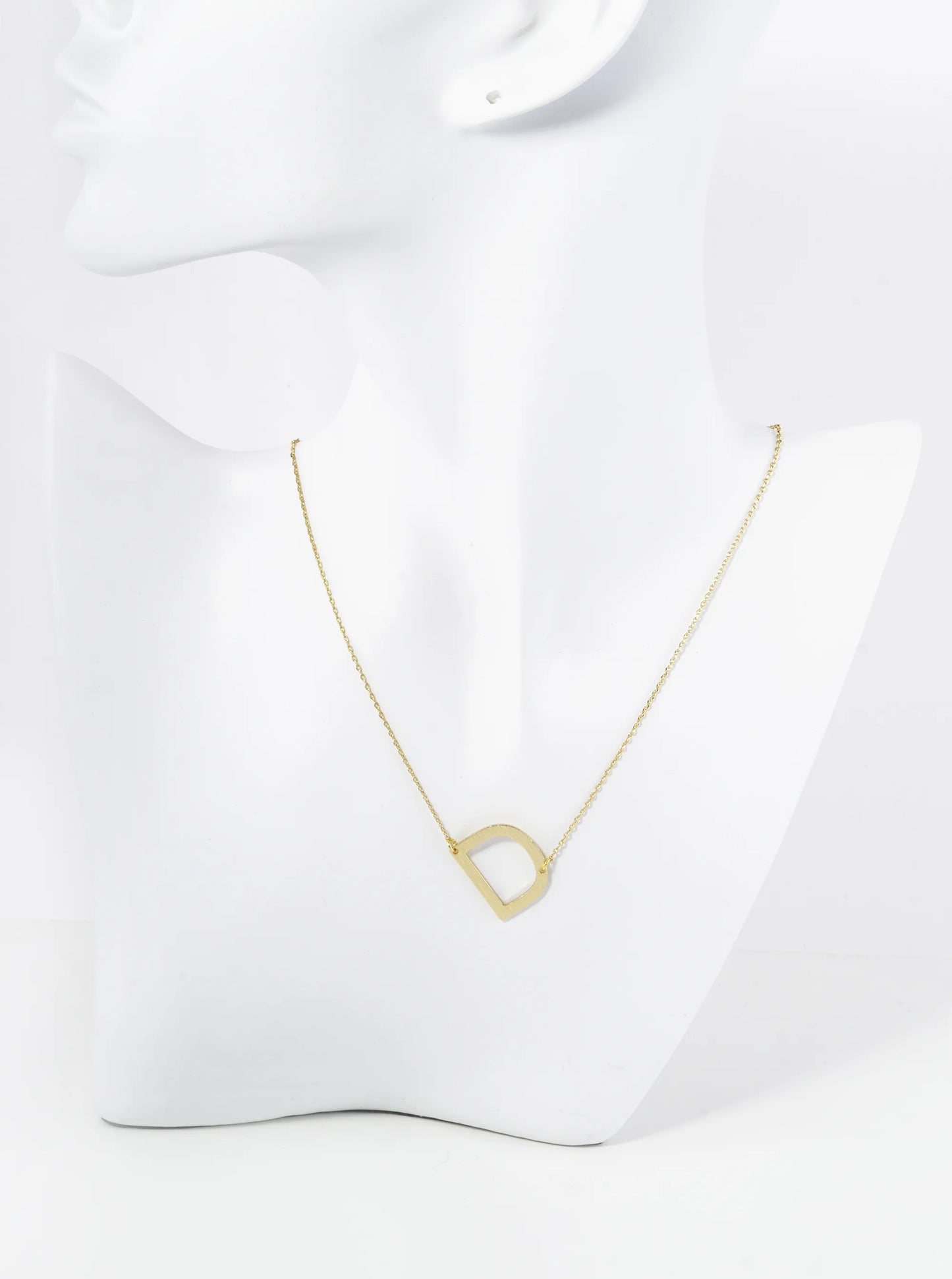 18K Gold Dipped Brushed Metal Initial Alphabet Letter Pendant Necklace