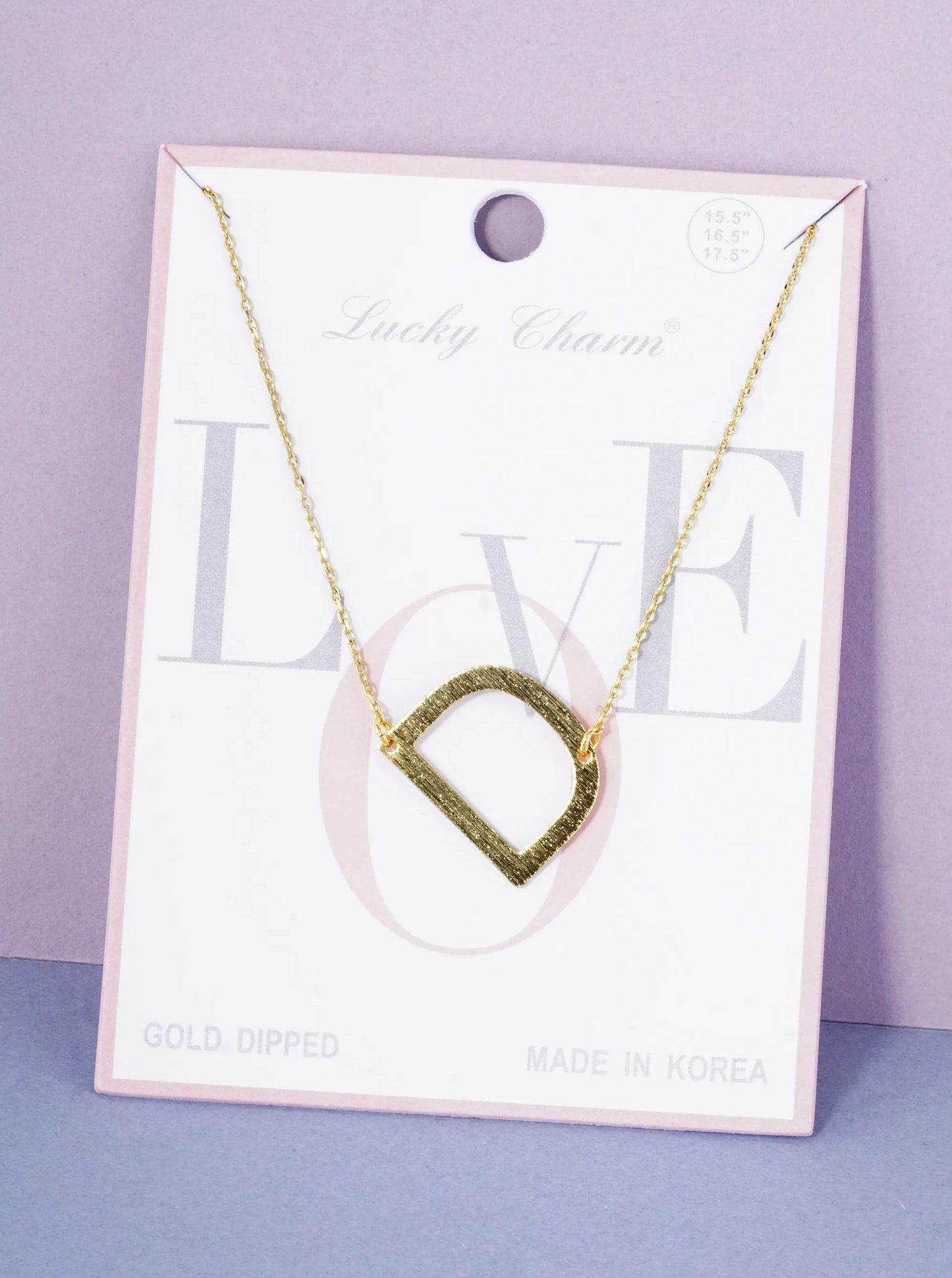 18K Gold Dipped Brushed Metal Initial Alphabet Letter Pendant Necklace