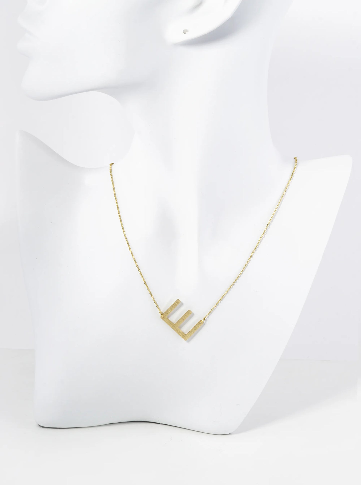 18K Gold Dipped Brushed Metal Initial Alphabet Letter Pendant Necklace