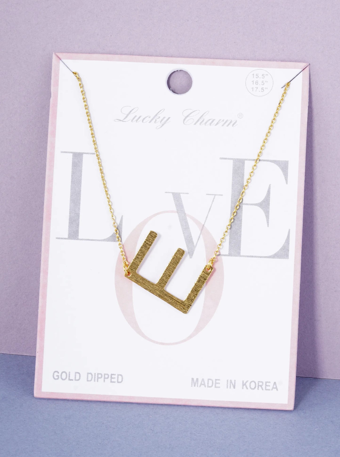 18K Gold Dipped Brushed Metal Initial Alphabet Letter Pendant Necklace