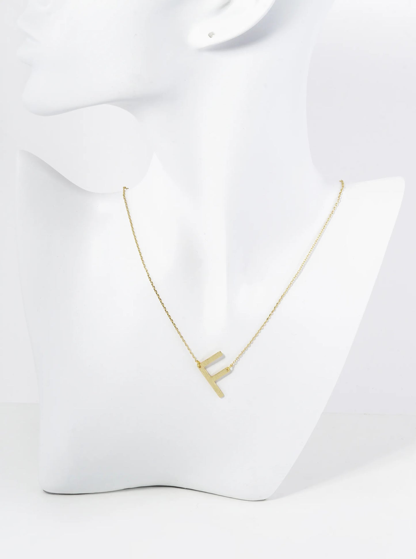 18K Gold Dipped Brushed Metal Initial Alphabet Letter Pendant Necklace