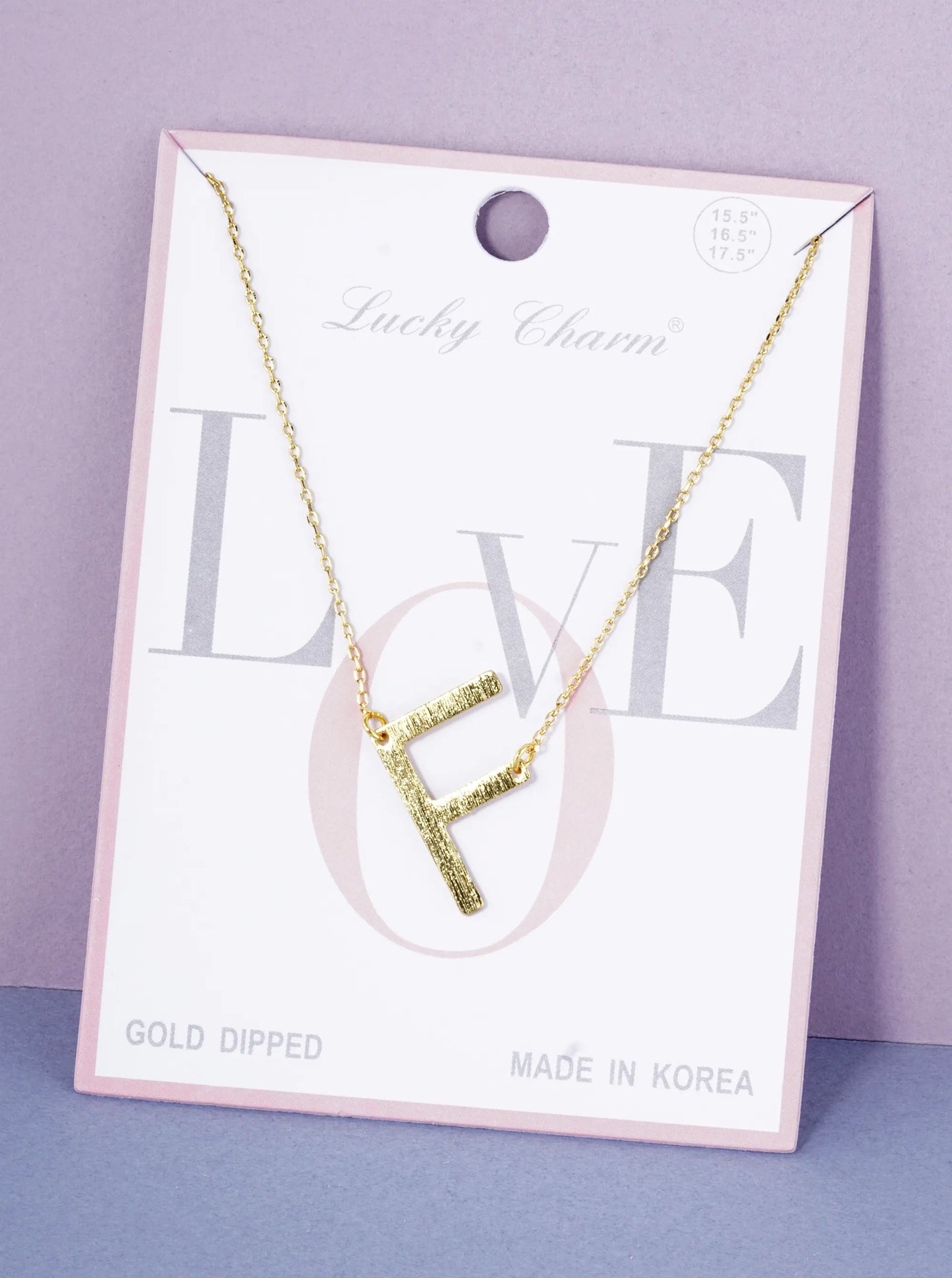 18K Gold Dipped Brushed Metal Initial Alphabet Letter Pendant Necklace