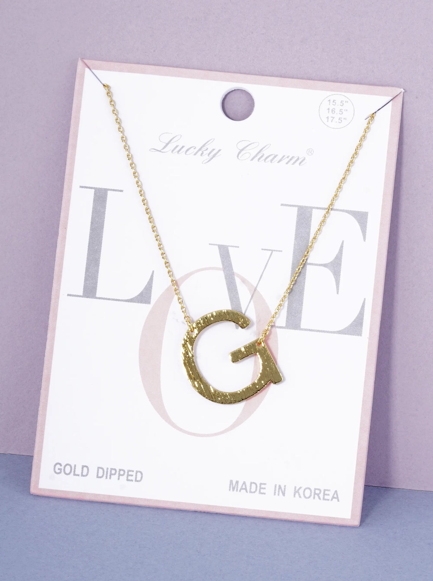 18K Gold Dipped Brushed Metal Initial Alphabet Letter Pendant Necklace