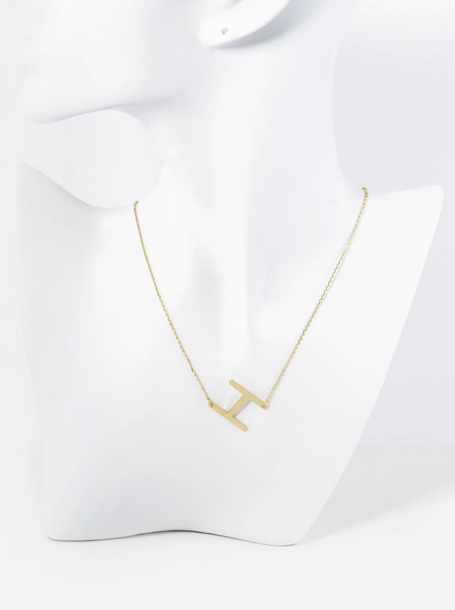 18K Gold Dipped Brushed Metal Initial Alphabet Letter Pendant Necklace