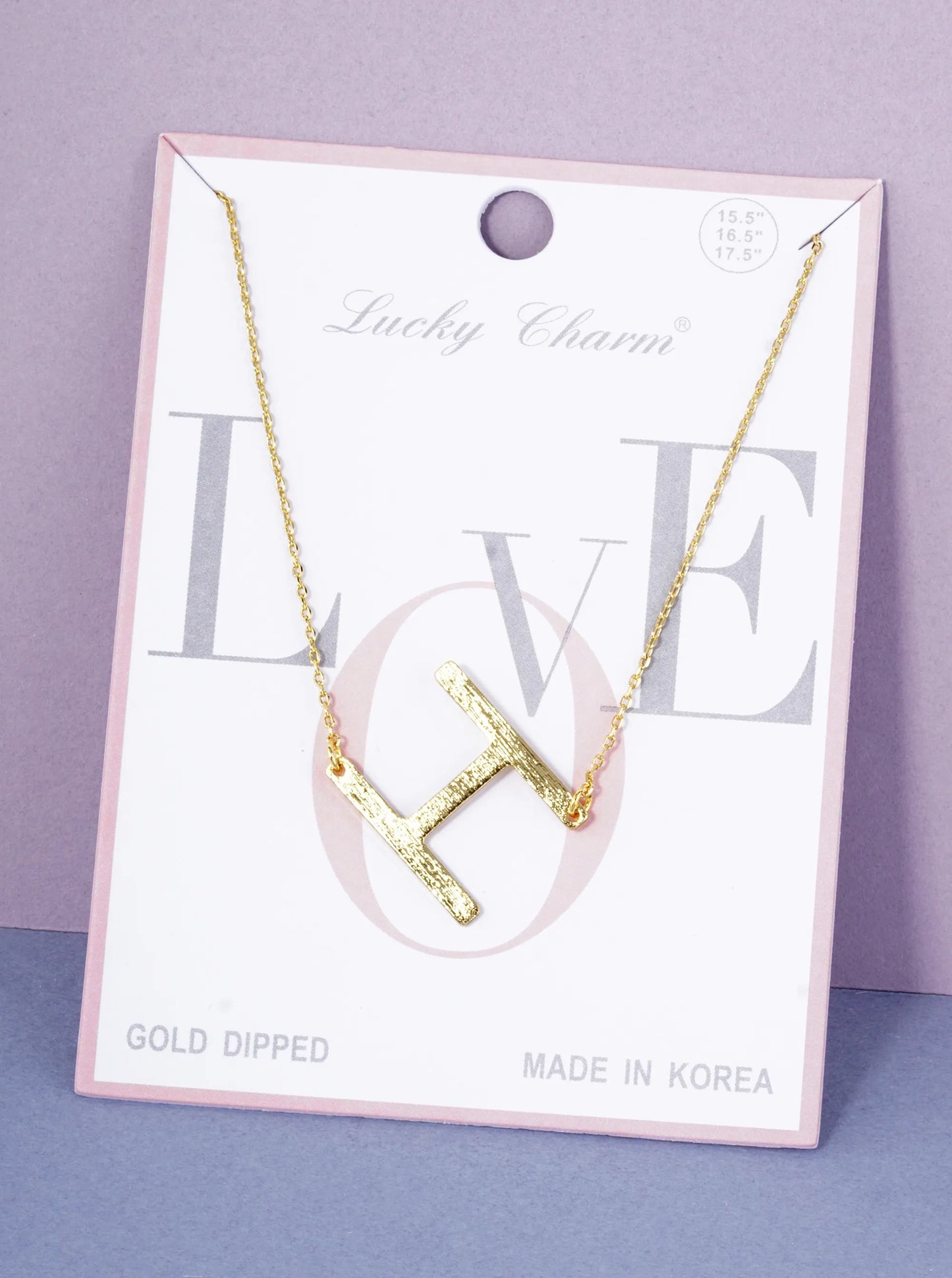 18K Gold Dipped Brushed Metal Initial Alphabet Letter Pendant Necklace