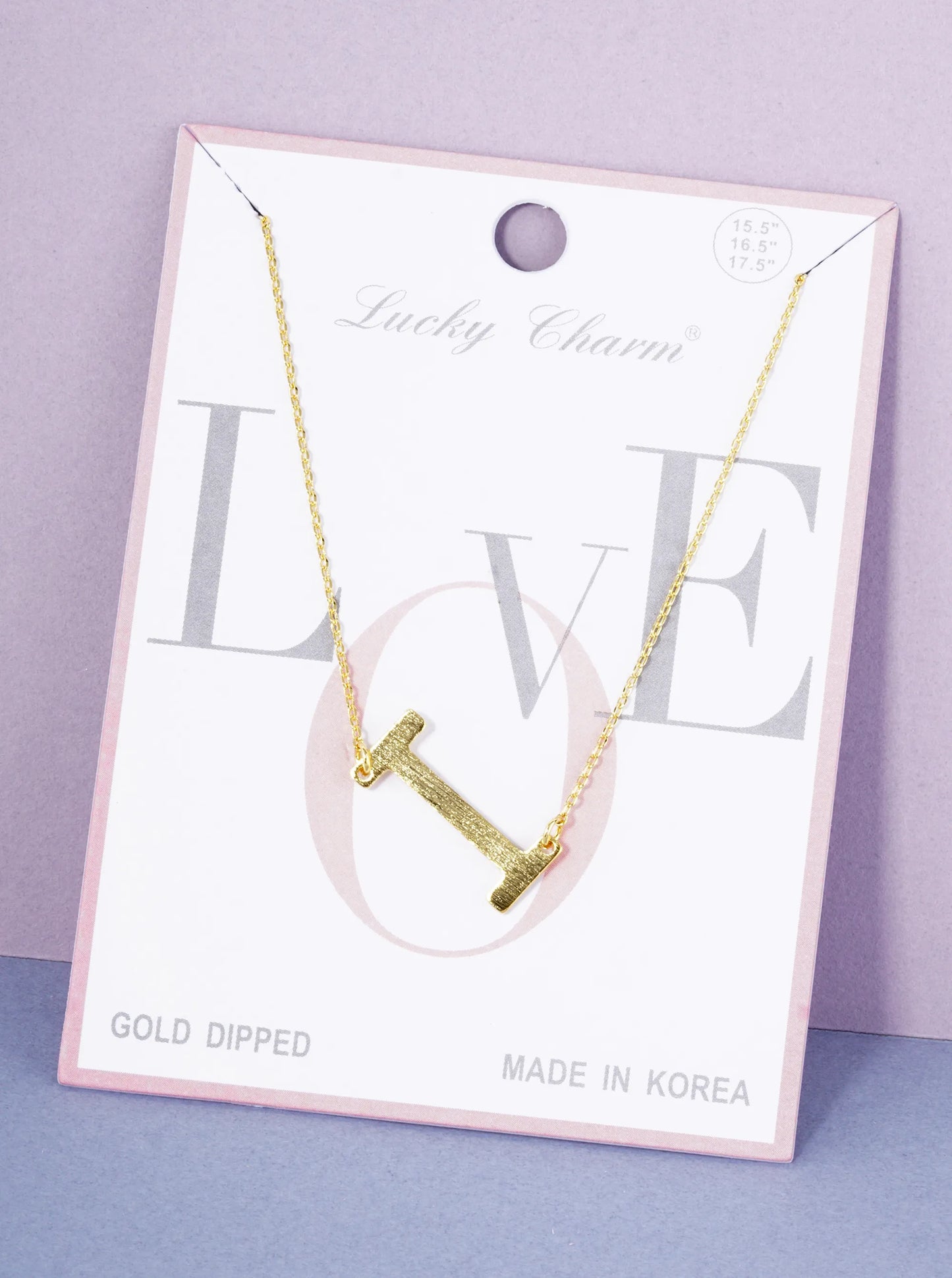 18K Gold Dipped Brushed Metal Initial Alphabet Letter Pendant Necklace