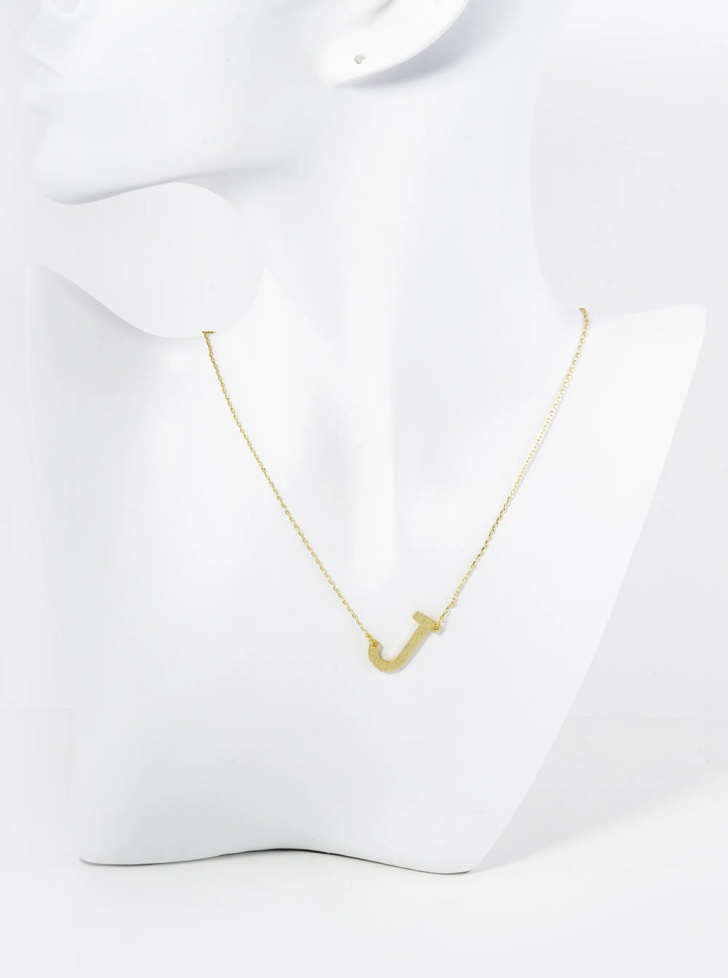 18K Gold Dipped Brushed Metal Initial Alphabet Letter Pendant Necklace