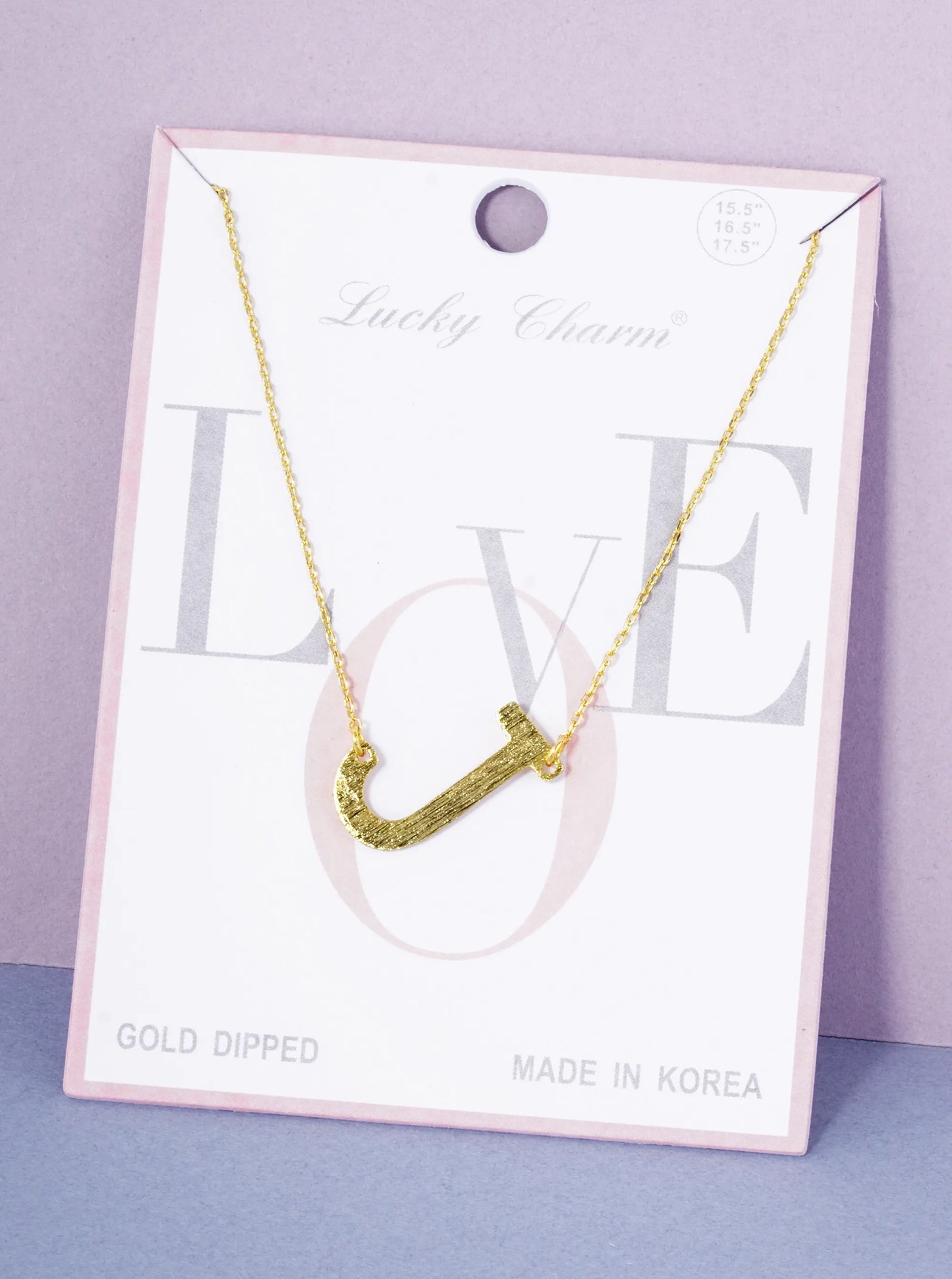 18K Gold Dipped Brushed Metal Initial Alphabet Letter Pendant Necklace