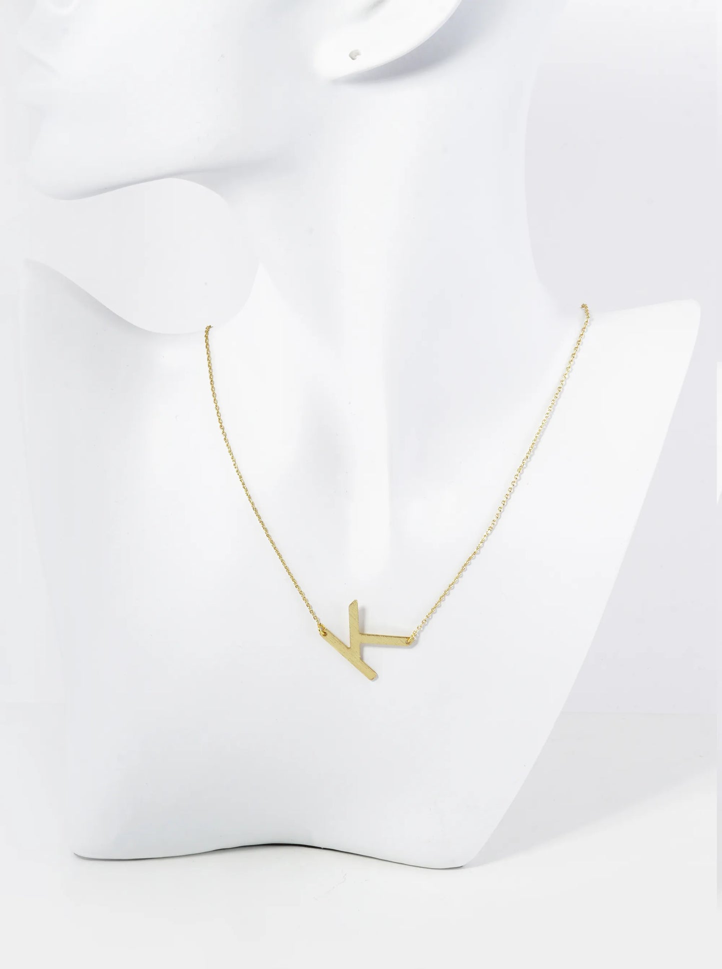 18K Gold Dipped Brushed Metal Initial Alphabet Letter Pendant Necklace