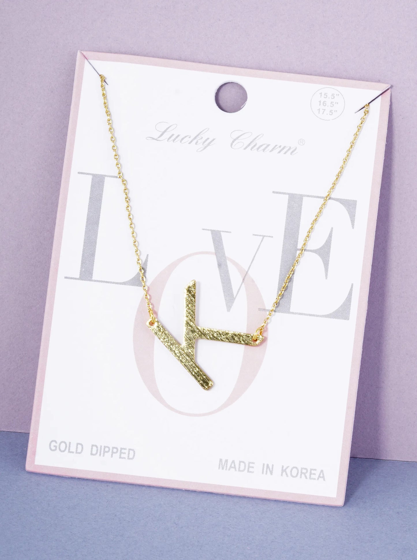 18K Gold Dipped Brushed Metal Initial Alphabet Letter Pendant Necklace