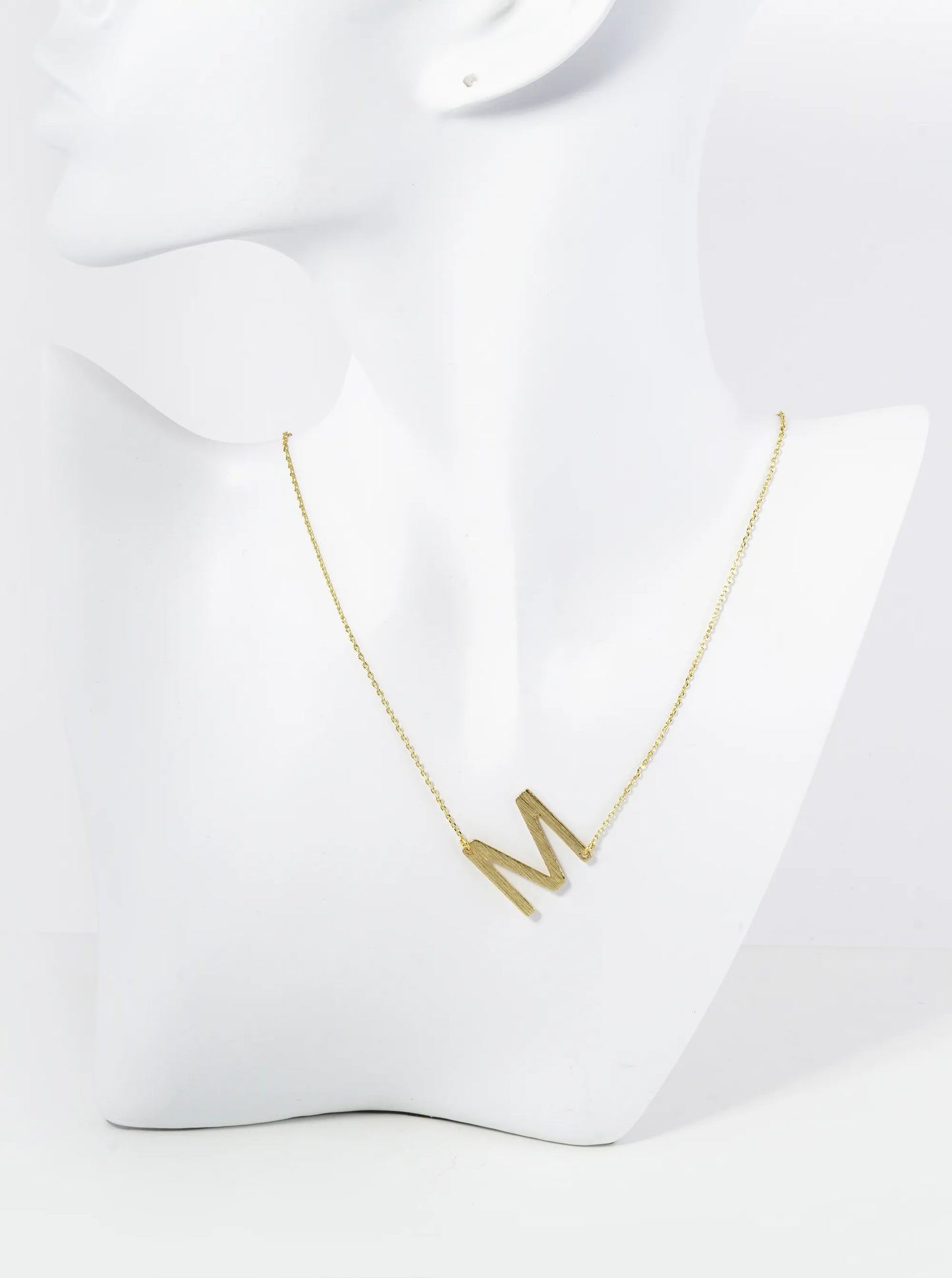 18K Gold Dipped Brushed Metal Initial Alphabet Letter Pendant Necklace