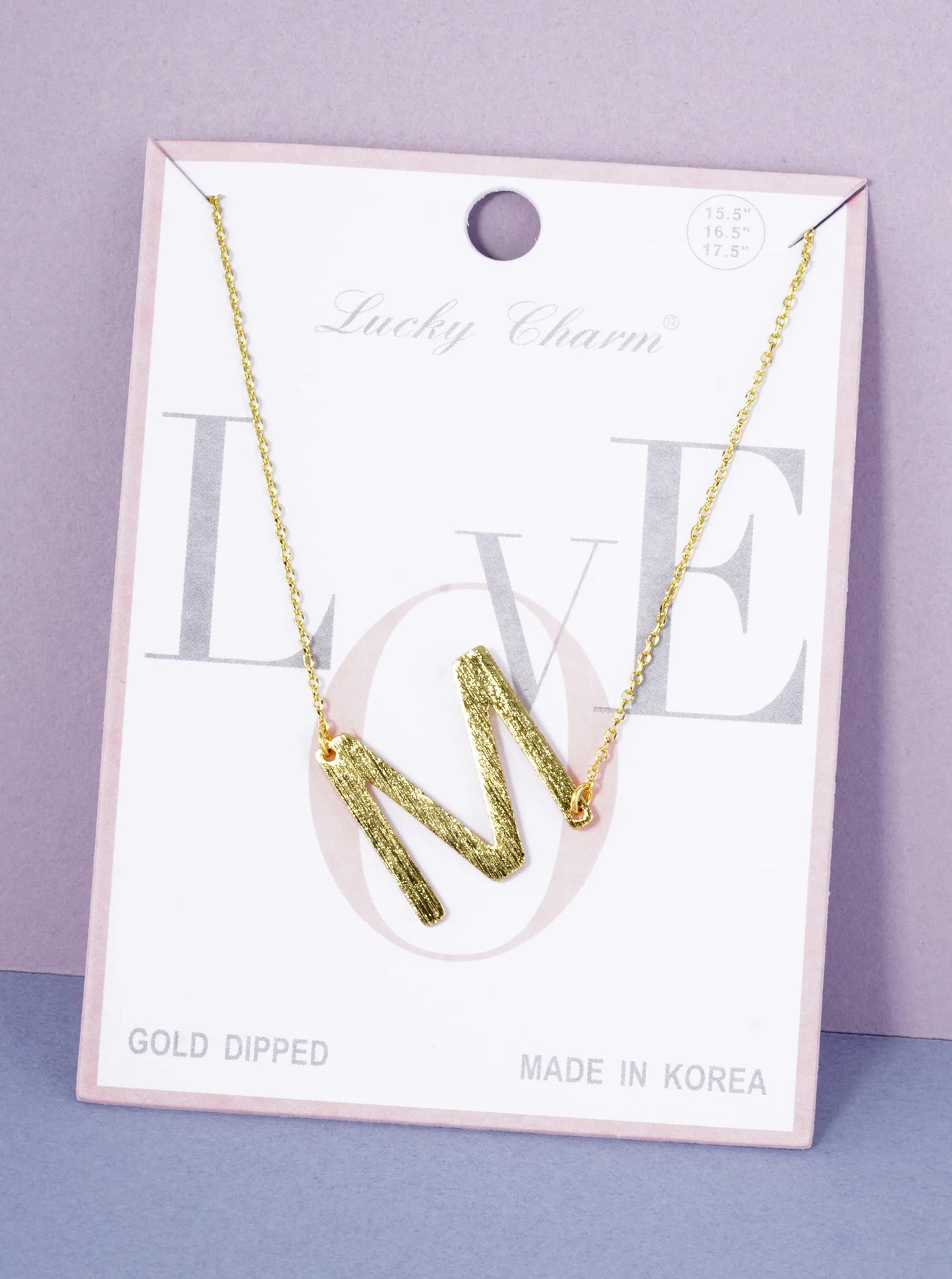 18K Gold Dipped Brushed Metal Initial Alphabet Letter Pendant Necklace