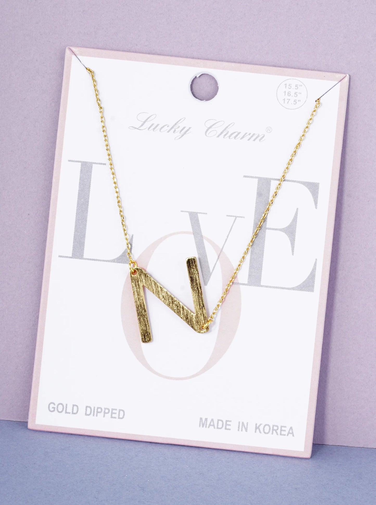 18K Gold Dipped Brushed Metal Initial Alphabet Letter Pendant Necklace