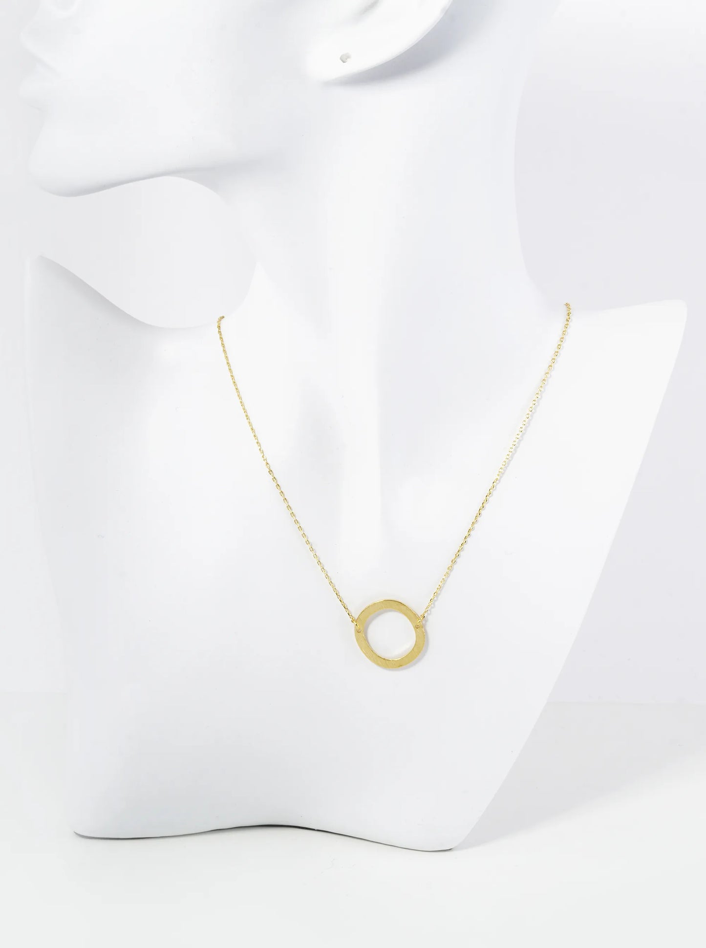 18K Gold Dipped Brushed Metal Initial Alphabet Letter Pendant Necklace
