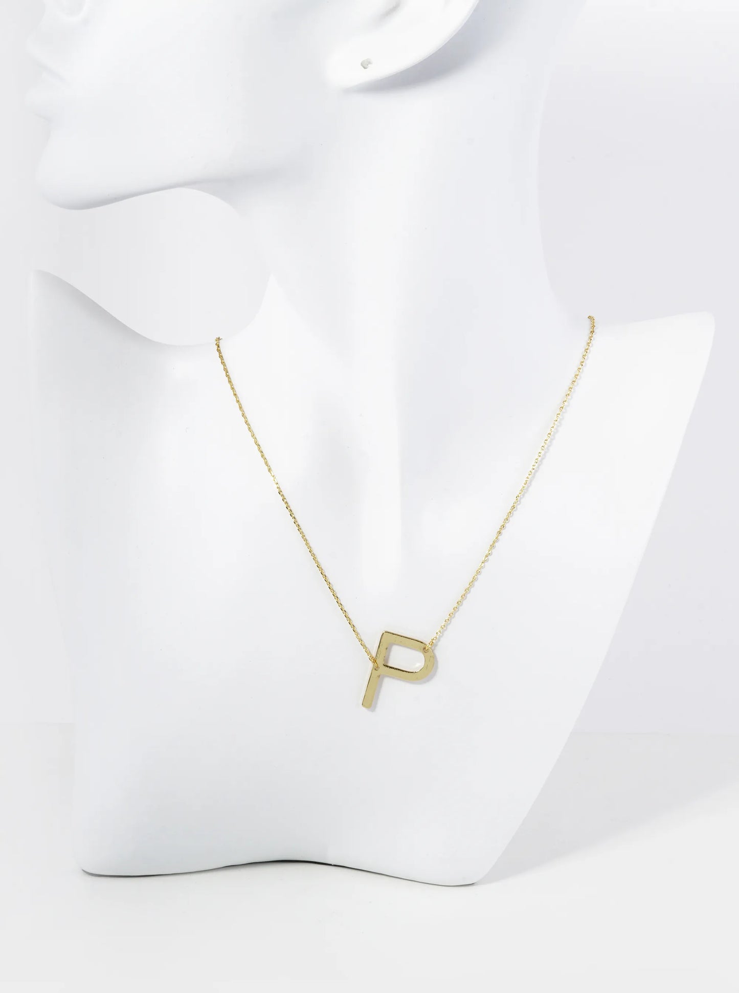 18K Gold Dipped Brushed Metal Initial Alphabet Letter Pendant Necklace