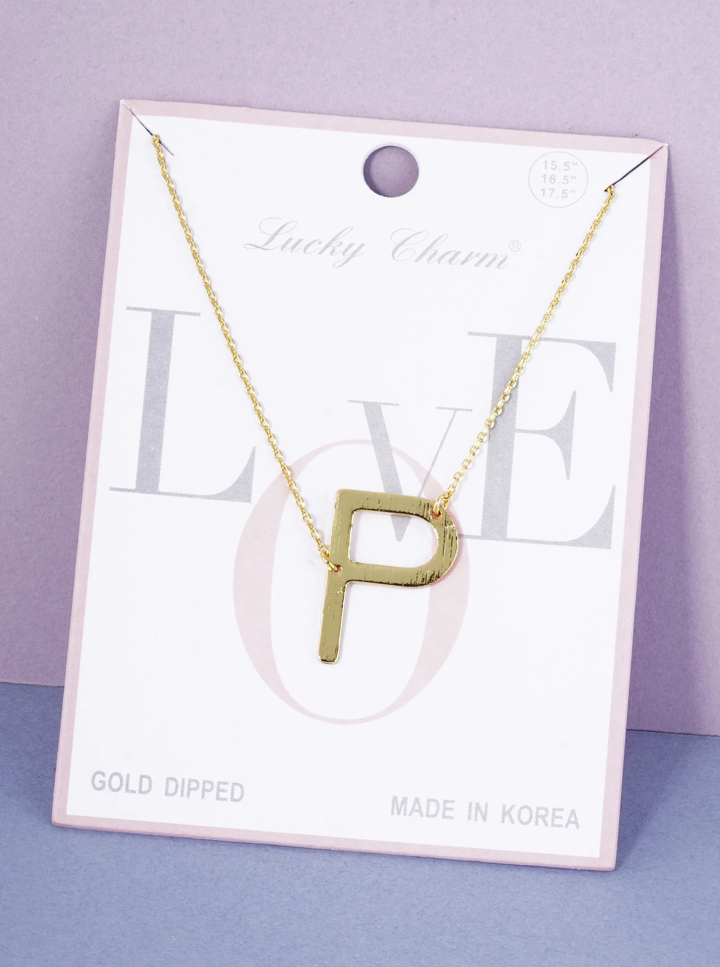 18K Gold Dipped Brushed Metal Initial Alphabet Letter Pendant Necklace