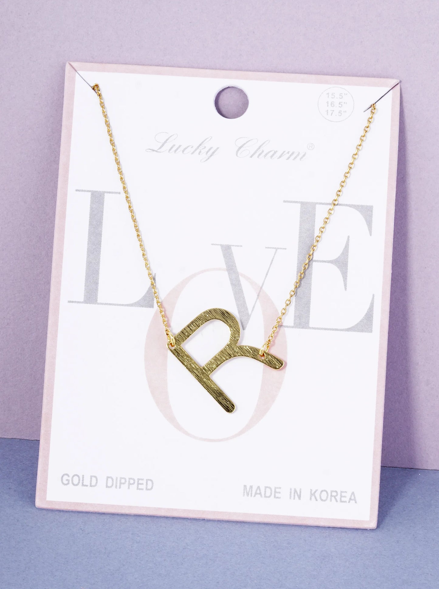 18K Gold Dipped Brushed Metal Initial Alphabet Letter Pendant Necklace