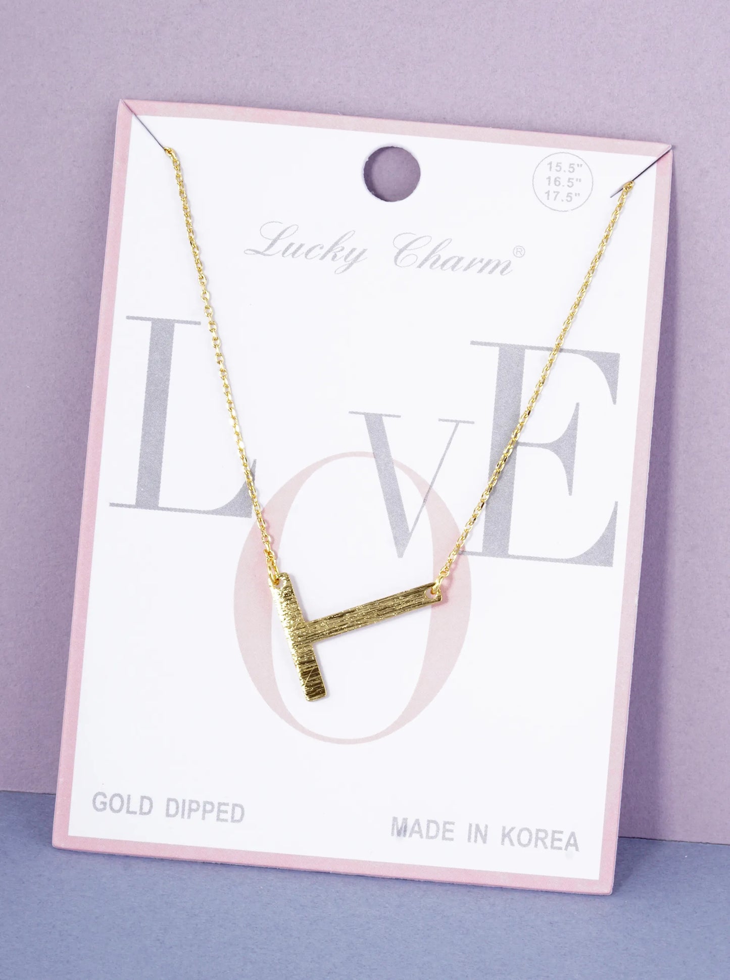 18K Gold Dipped Brushed Metal Initial Alphabet Letter Pendant Necklace
