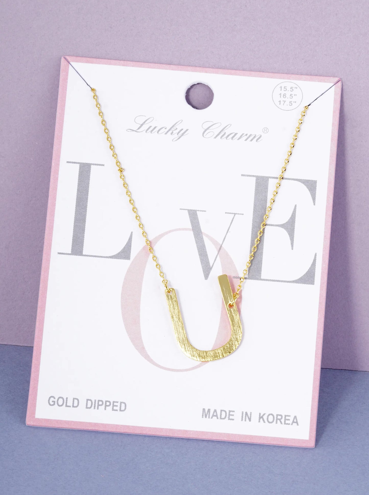 18K Gold Dipped Brushed Metal Initial Alphabet Letter Pendant Necklace