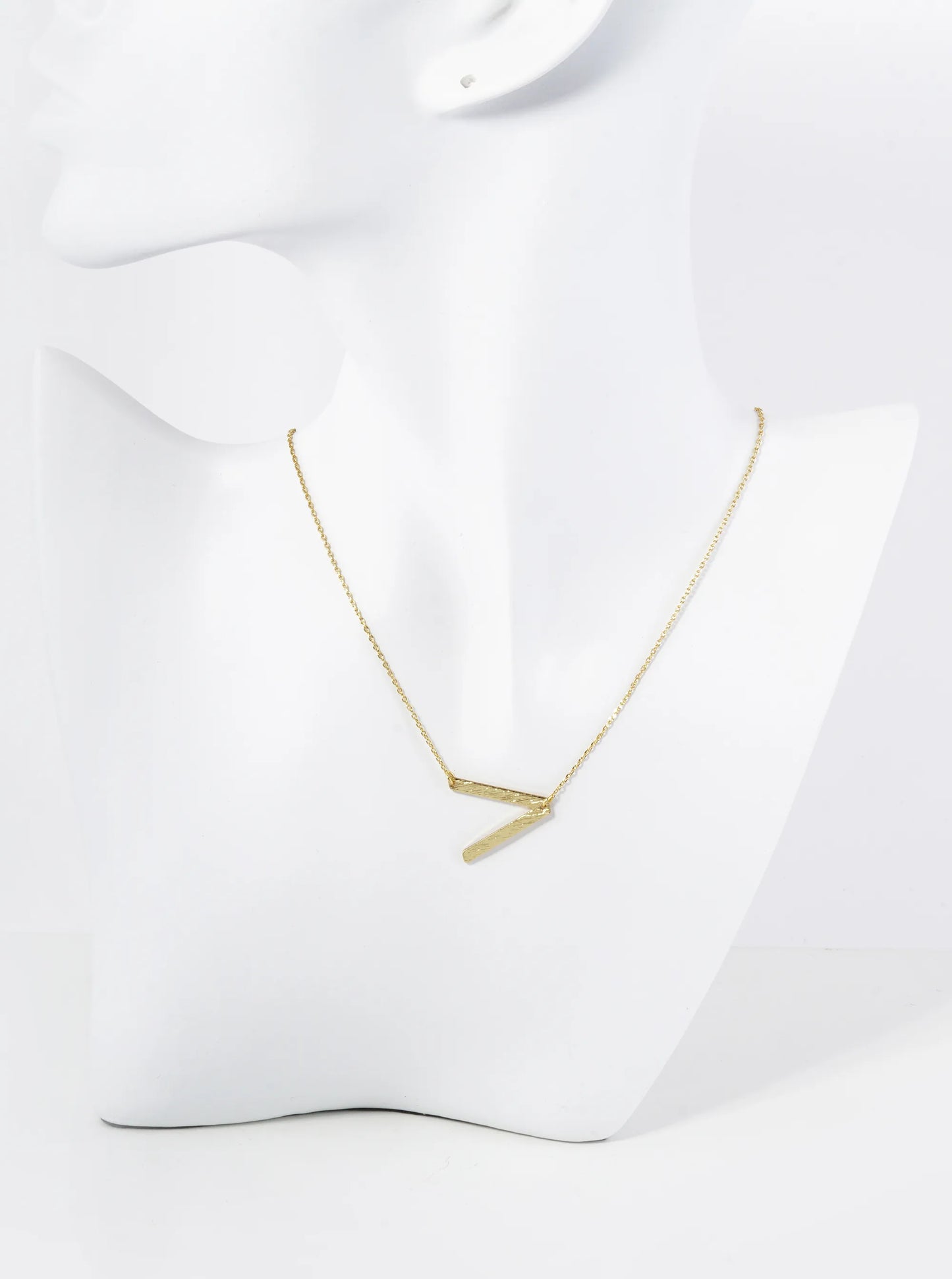 18K Gold Dipped Brushed Metal Initial Alphabet Letter Pendant Necklace