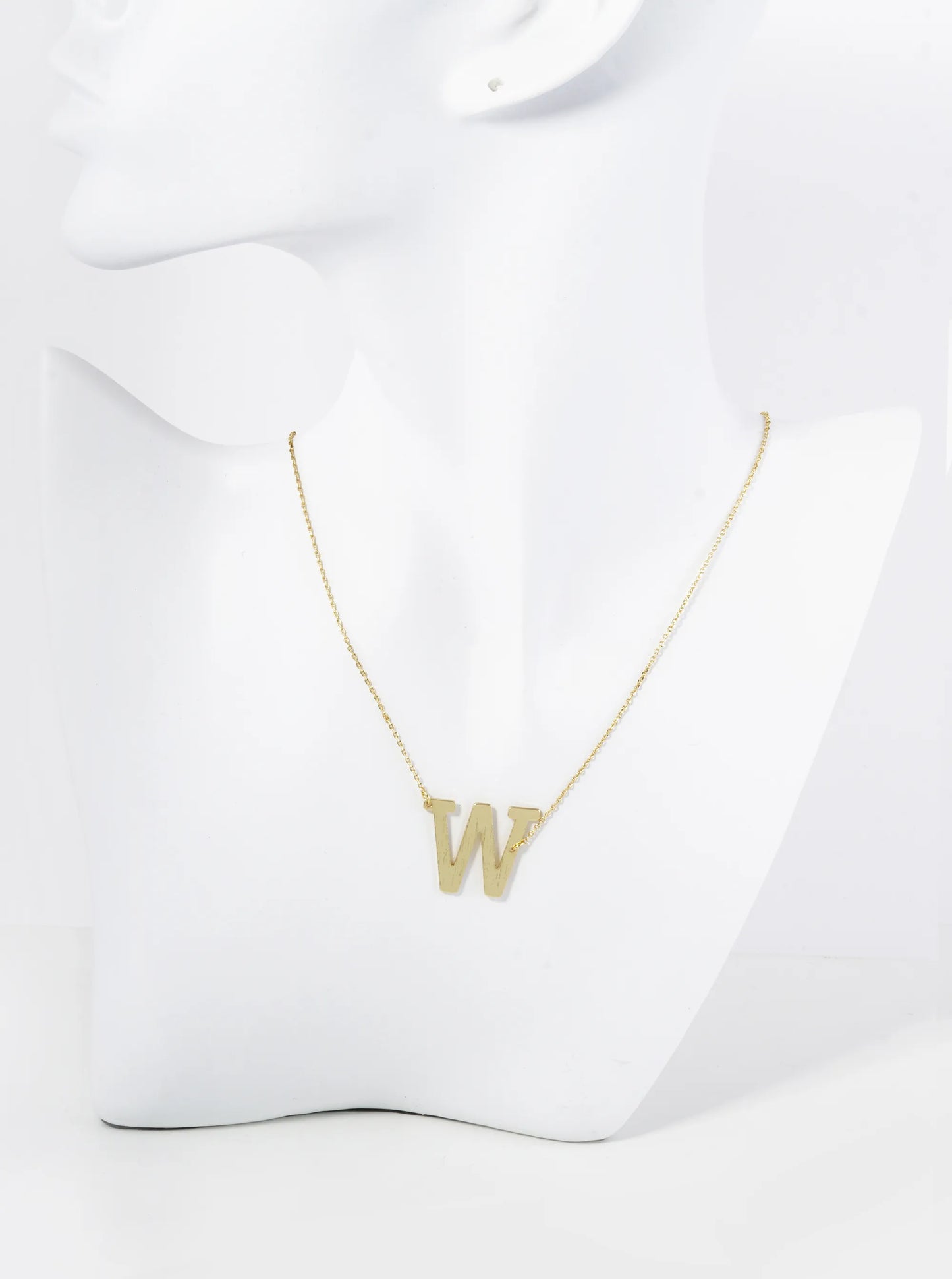 18K Gold Dipped Brushed Metal Initial Alphabet Letter Pendant Necklace