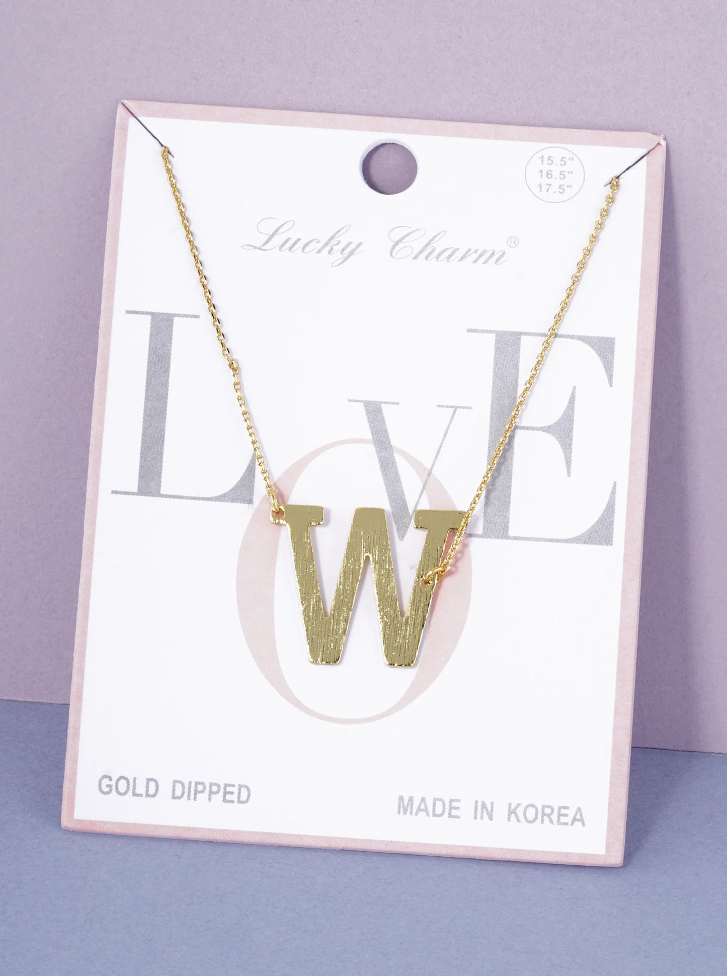 18K Gold Dipped Brushed Metal Initial Alphabet Letter Pendant Necklace
